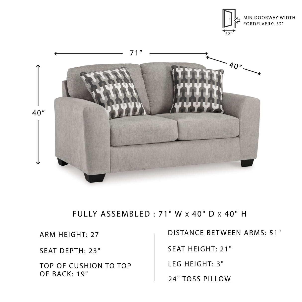 Signature Design by Ashley Avenal Park Casual Loveseat with 2 Toss Pillows, Light Gray Signature Design by Ashley