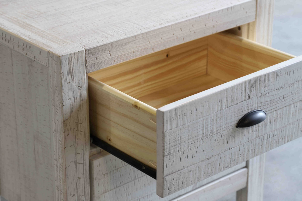 Grain Wood Furniture Montauk 2-Drawer Nightstand, Rustic Off-White Grain Wood Furniture