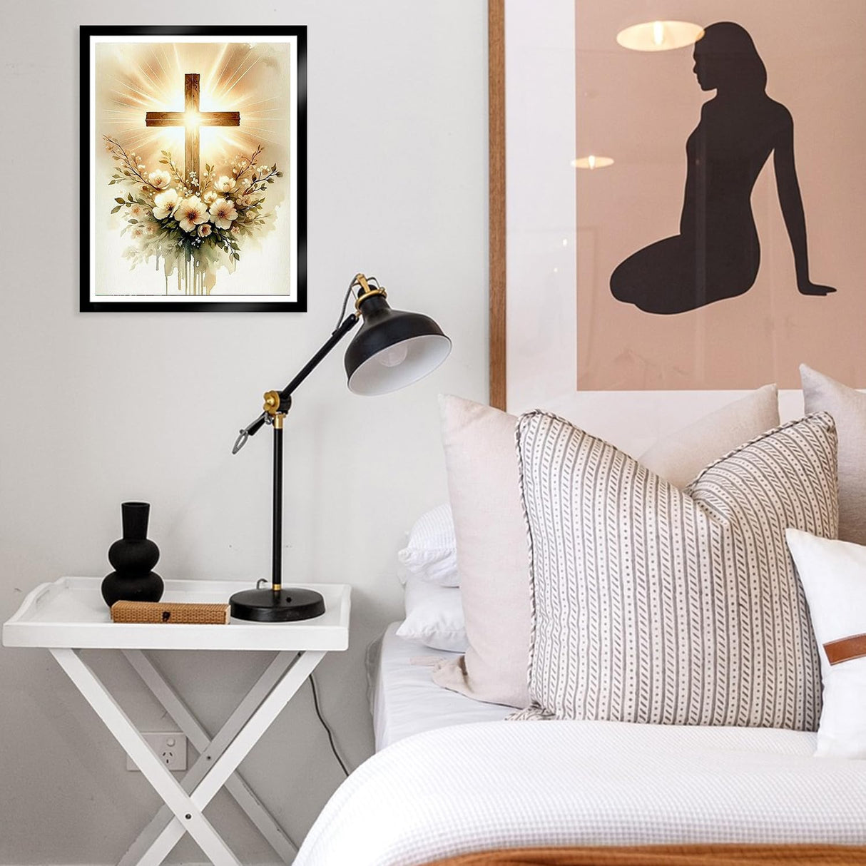 MBNTJHT Cross Paint by Numbers Kit for Adults Beginners,Easy Flowers and Christ Cross Paint by Number Kits on Canvas for Adults,DIY Acrylic Painting Art Kits for Home Wall Decor 16X20 Inch. MBNTJHT