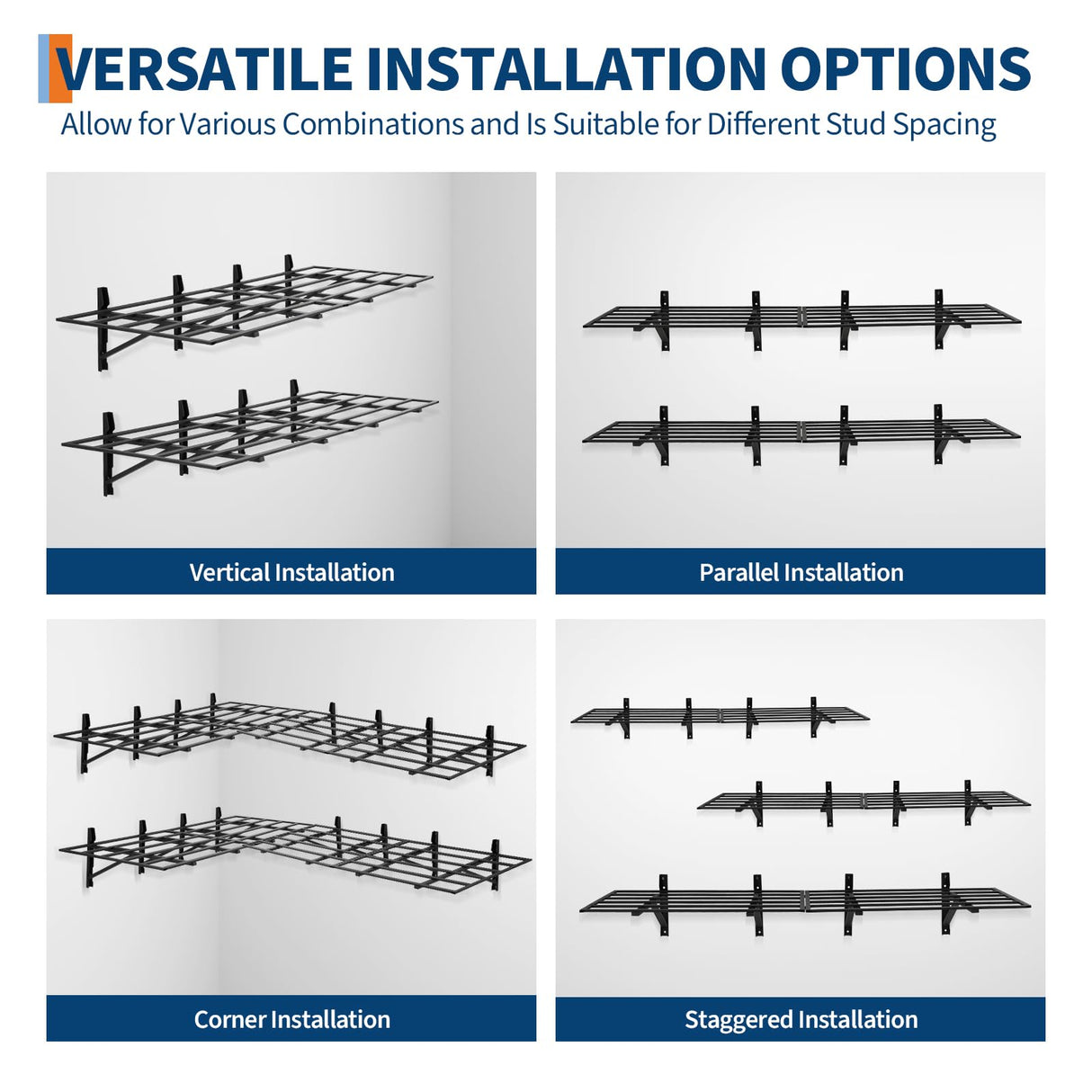 2 Pack 2x6 ft Garage Storage Shelving Wall Mounted, 1600 LBS Heavy Duty Storage Shelves, Folding Wall Shelve Garage Storage Rack Organization, Black Metal Storage Racks Units for Warehouse, Laundry GarveeLife