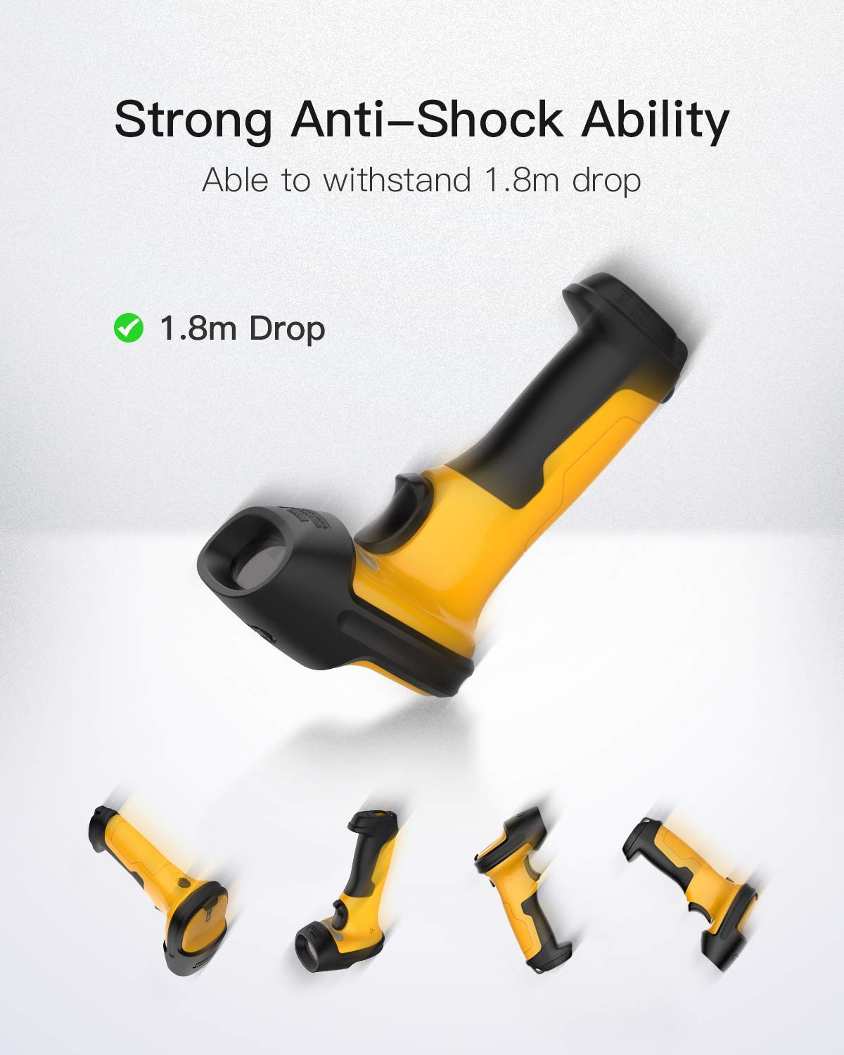 Inateck Barcode Scanner, Wireless Scanner, 2.4 GHz Adapter, 2600mAh Battery, 60M Range, Automatic Scanning, P6 Inateck