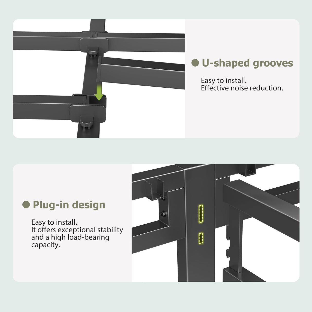 NKZ Queen Size Bed Frame 20 Inch, Metal Bed Frame & Box Spring 2 in 1 Platform with Round Corner Legs, 4000lbs Weight Capacity Reinforced Metal Frame, Headboard Hole, Noise-Free, Easy Assembly NKZ