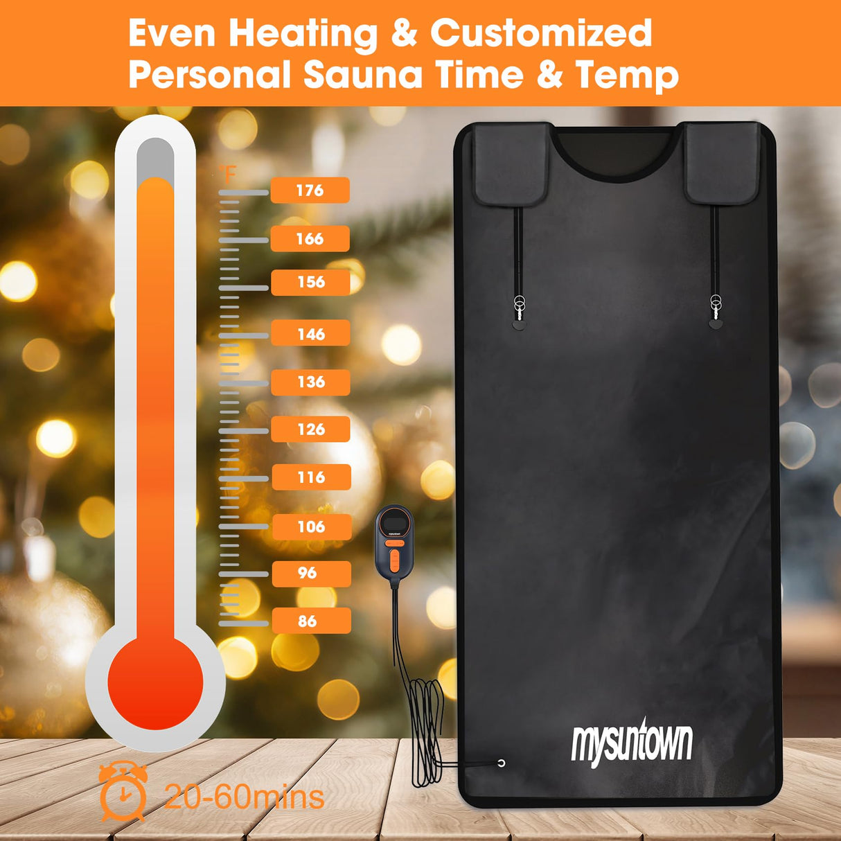 Infrared Sauna Blanket,Portable Sauna Blanket at Home for Body Health and Detoxification,Sauna Blanket for Home Use with Red Light Therapy, Low EMF , 86-176℉, 20-60 Minutes Timer, 5.9ft x 2.62ft mysuntown