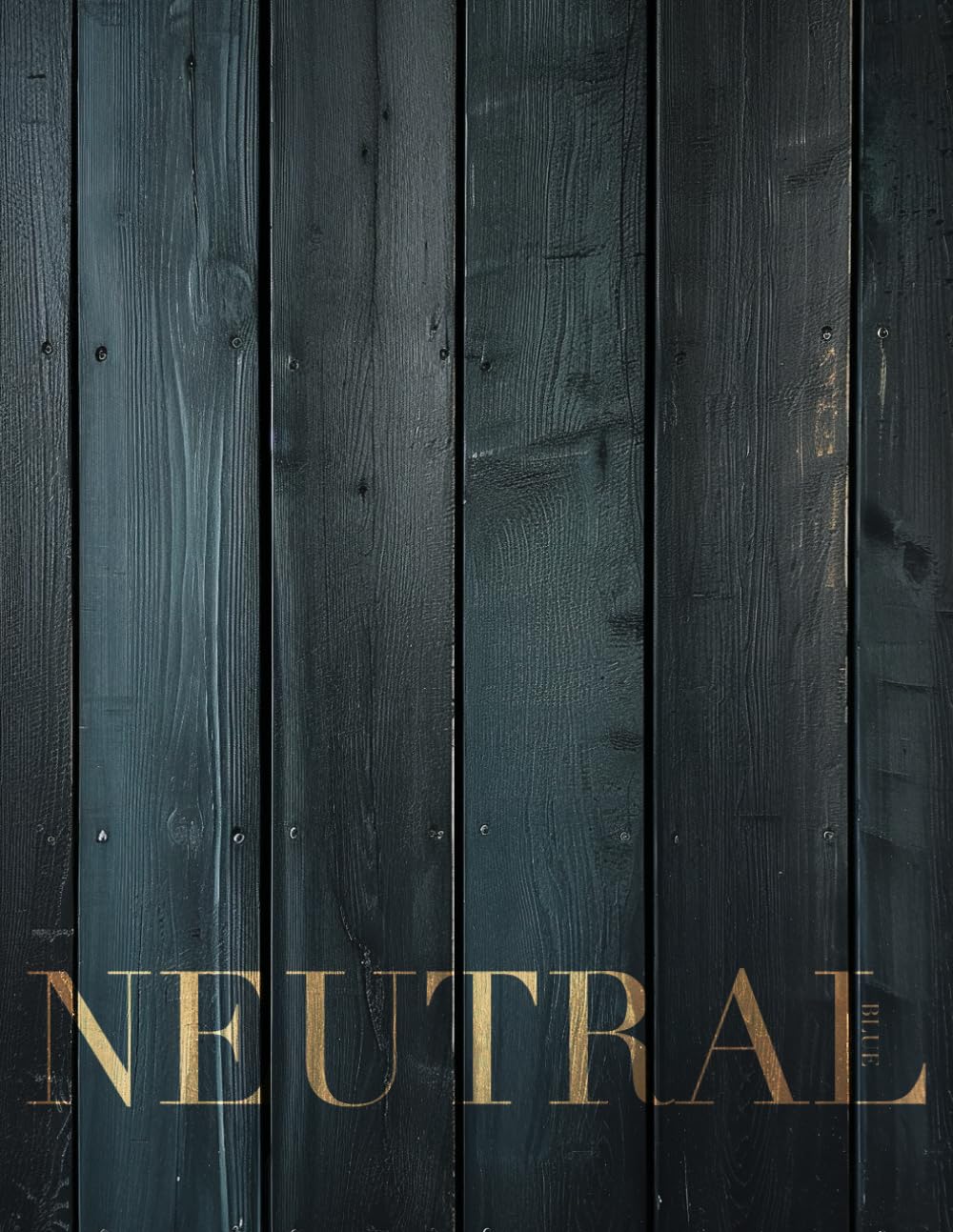 Neutral Blue: Modern Decorative Book, Fresh Decor Object For Coffee Table Aesthetics, Dark Blue Wood Panel Accents, Adding Charm to Your Living Room, Blank Numbered Interior WoodArtSupply