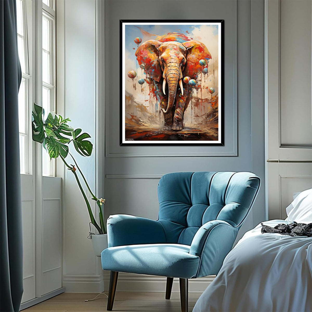 XTXGERL Elephant Paint by Numbers Kit for Adults Beginner, DIY Elephant Paint by Numbers for Adults, Easy Canvas Without Frame Home Wall Decor 16x20 in XTXGERL