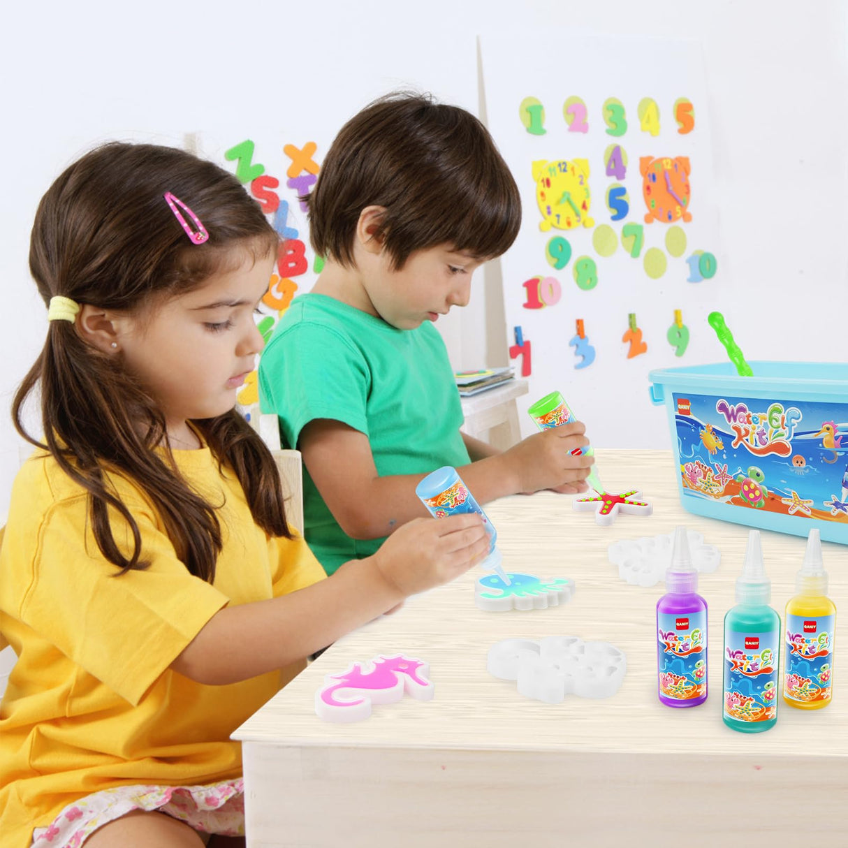 QANIY Magic Water Elf Toy Kit, Crafts for Kids Ages 4-8, Aqua Fairy, Magic Water Elf, Magic Water Gel Kit with 12 Magic Gels and 6 Molds, DIY Squishy Maker Set, Kids Crafts Ages 4-8 QANIY