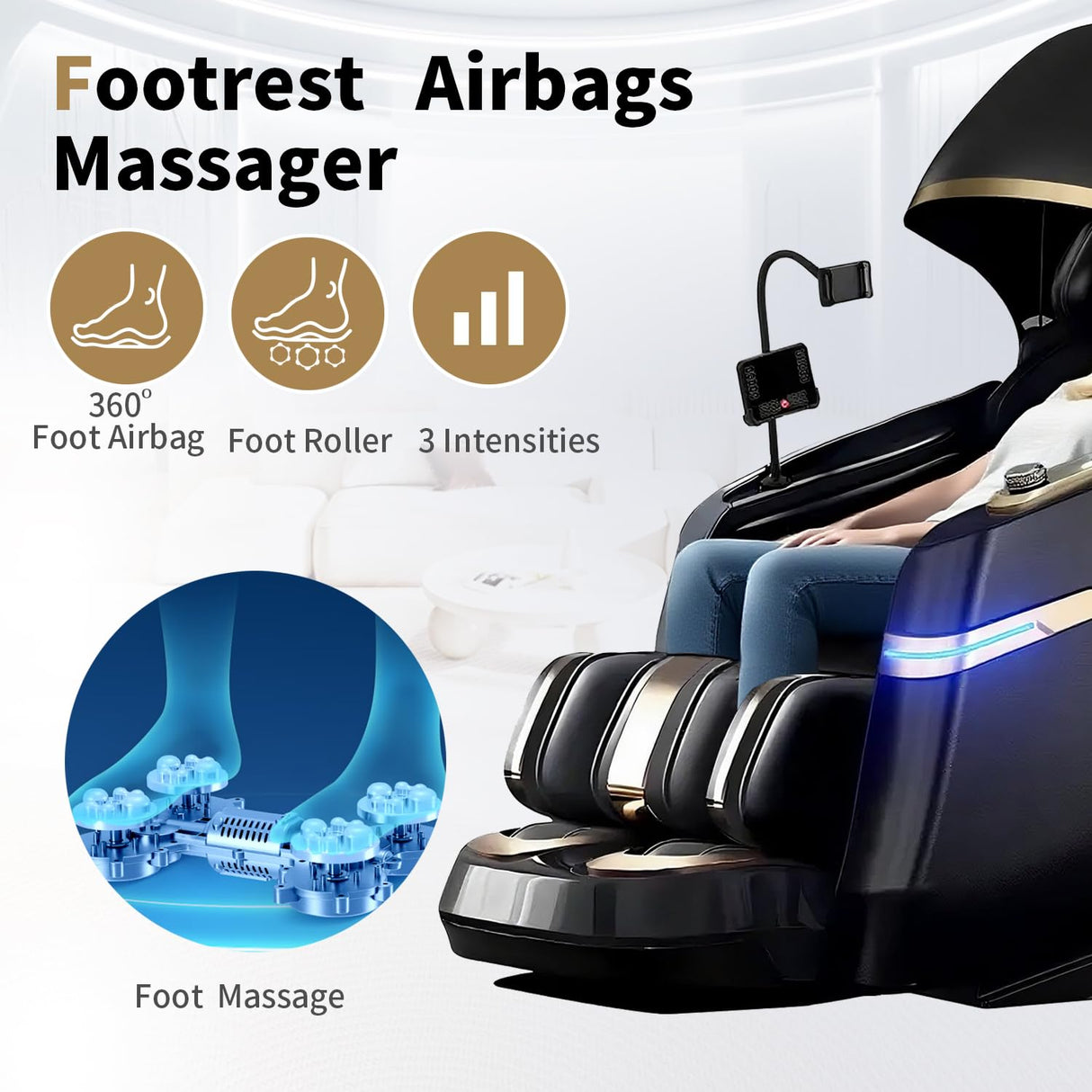 UTHWELL Massage Chair Full Body and Recliner, Zero Gravity Rest Cabin with Sleep Hood-Shiatsu Roller Airbag Heating, Body Scan SL Track Recliner, Relax for Home Office Use Gift for Women & Men UTHWELL