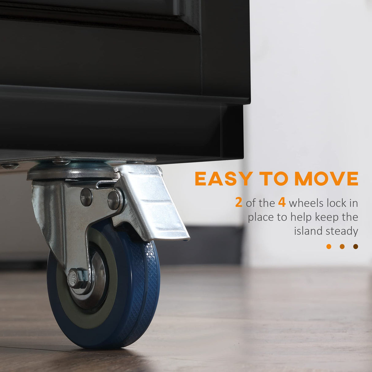 HOMCOM Rolling Kitchen Island Drop Leaf, Kitchen Cart on Wheels, Solid Wood Top Breakfast Nook with Storage Drawers, 4-Door Cabinets and Spice Rack, Black HOMCOM