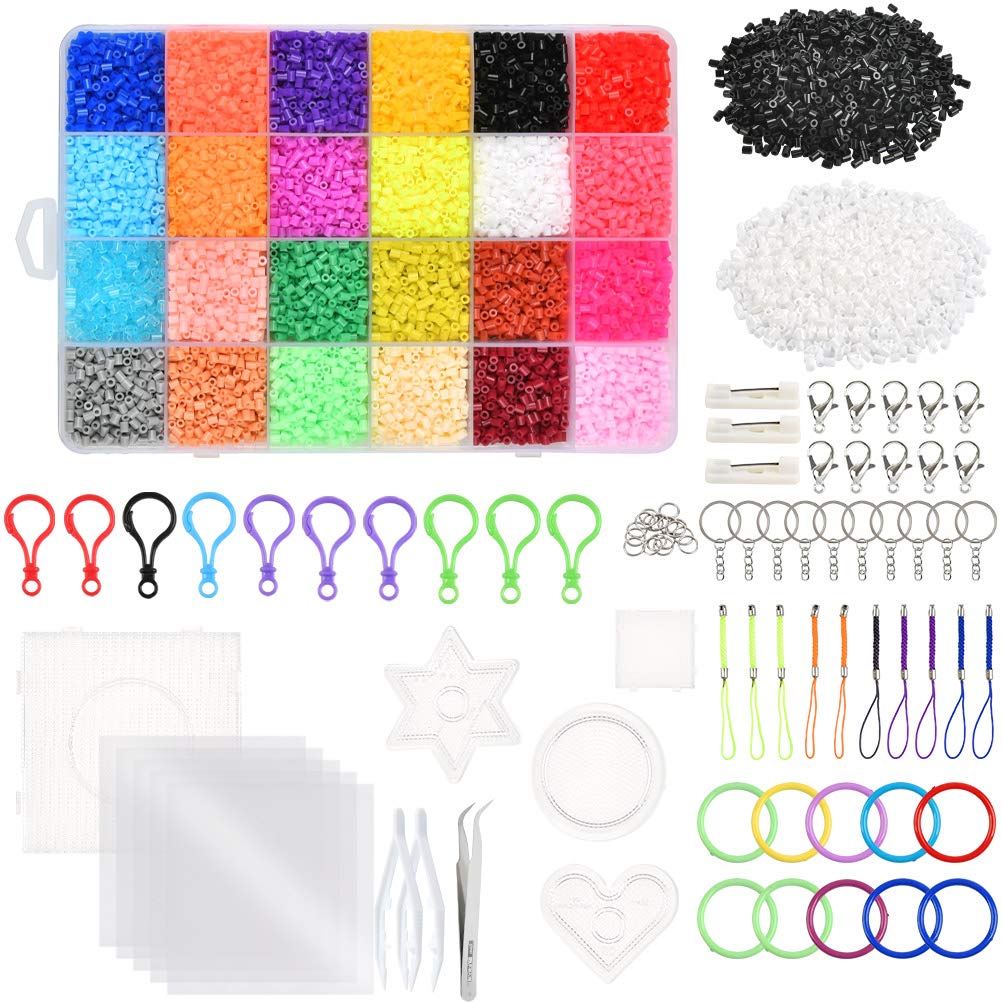BUYGOO 13000Pcs 2.6mm Mini Fuse Bead Kit, Pixel Art Bead, 24 Colors DIY Art Craft Fuse Beads Set BUYGO