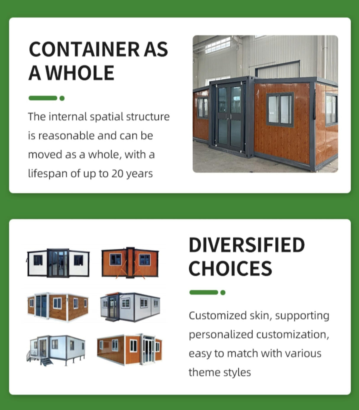 Modern Prefab Tiny Home Portable Container House Prefab Kit 20ft 30ft 40ft Optional 2/3/4 Bedroom Foldable Modular Home for Adult Living Generic