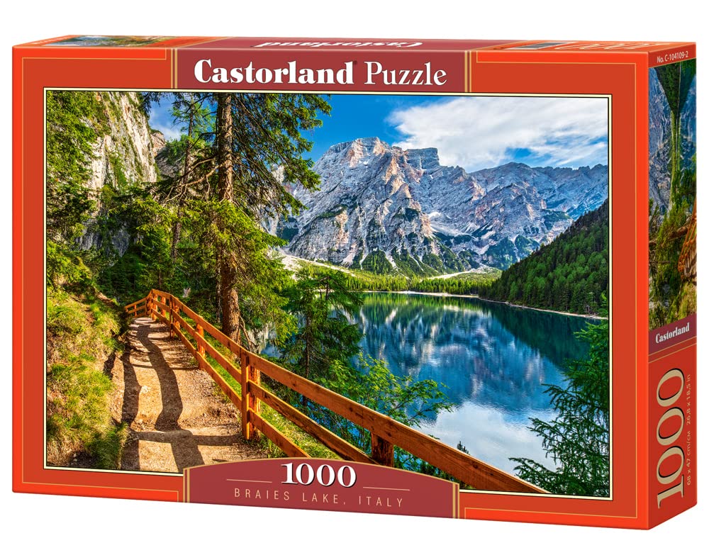 CASTORLAND 1000 Piece Jigsaw Puzzle, Braies Lake, Italy, Landscape Puzzle of Italy with Mountains, Dolomites, South Tyrol, Adult Puzzle, Castorland C-104109-2 Castorland