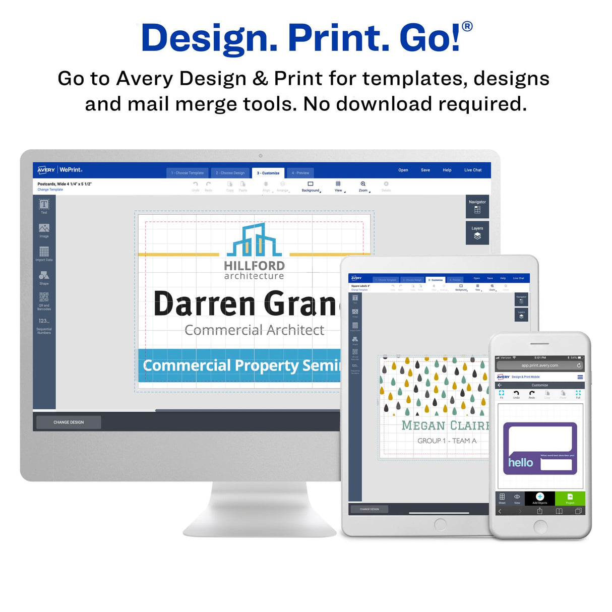 Avery Customizable Name Badges with Magnets, 3" x 4", Clear Name Tag Holders with White Printable Inserts, 24 Magnetic Name Badges (8780) AVERY