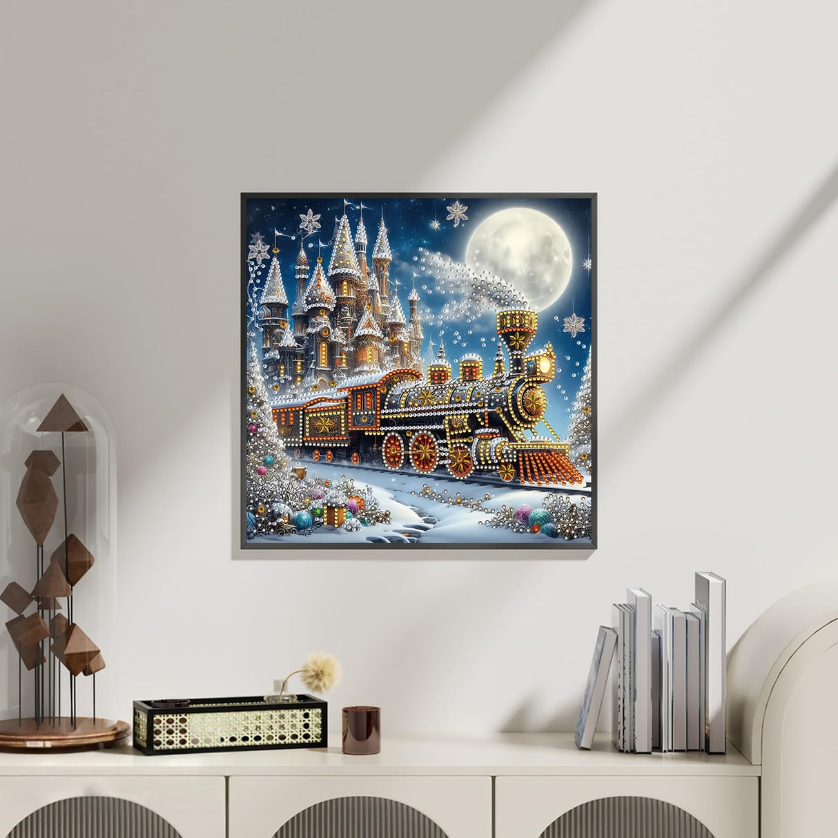 5D Christmas Diamond Art Kits for Adults, Snowy Steam Train Diamond Painting Kits for Beginners, DIY Special Shaped Paint by Diamonds Crystal Gem Art Painting Kit for Home Wall Decor 11.8x11.8inch GXGLLPZBY