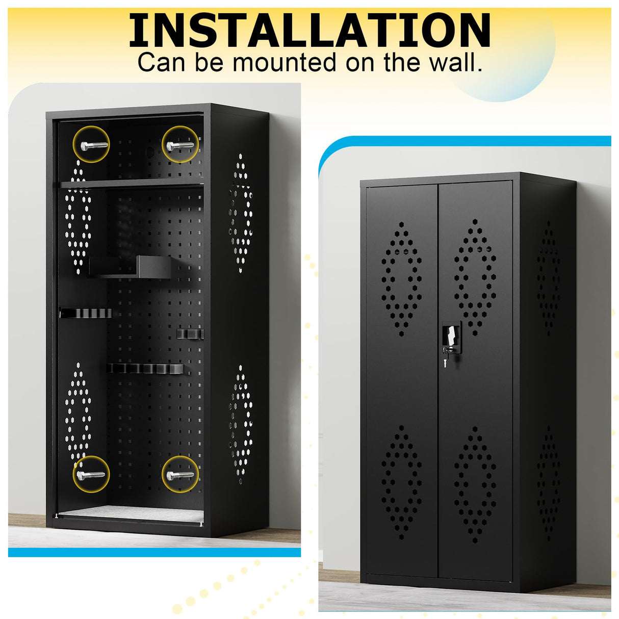 Eltean 15-18 Gun Safe for Rifles and Pistols,DIY-Friendly Gun Cabinet with Customizable Storage Space,DIY Rifle Safe with Distinctive Appearance and Ventilation for Shotgun. Eltean