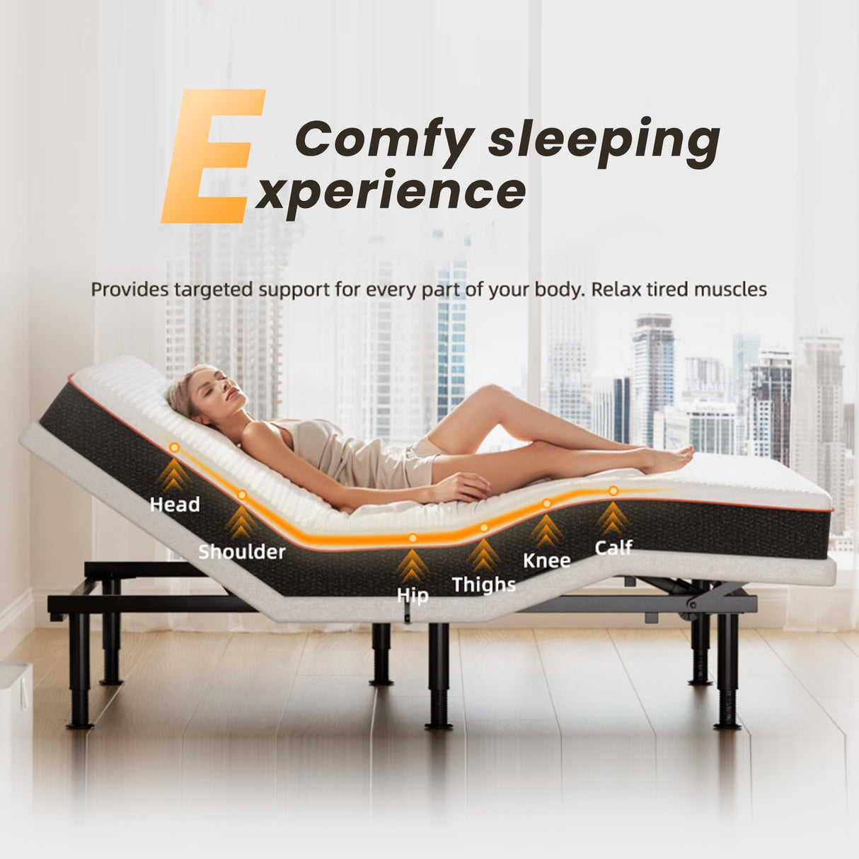 Yireehome Adjustable Bed Frame King Size with Wireless Remote, USB, Head Foot Incline, Underbed Light, Zero Gravity, Heavy Duty Platform Bed Base Yireehome