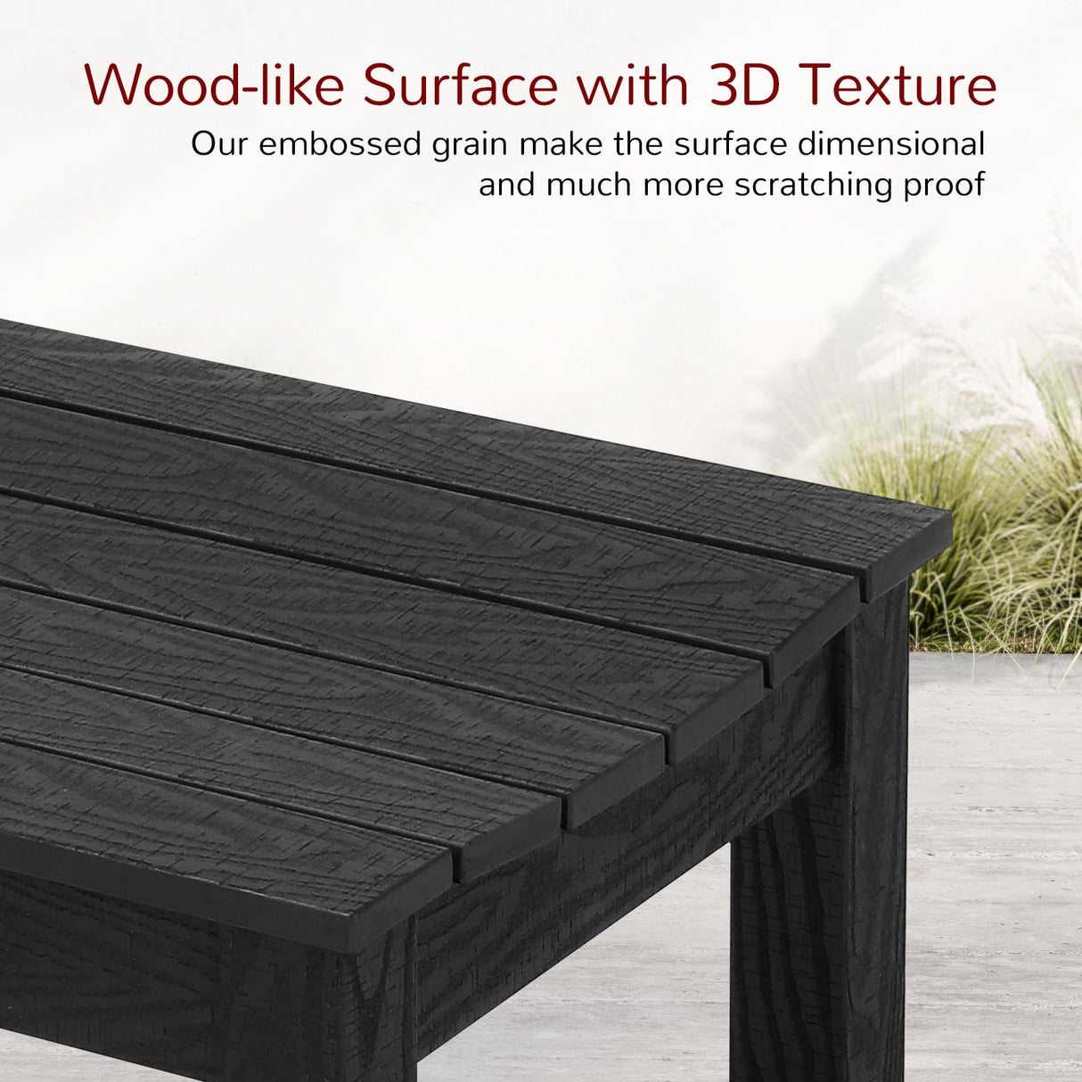 Stoog Outdoor Bench, 2-Person Patio Backless Bench, All-Weather HIPS Garden Bench, Never Rot or Fade, for Backyard, Porch, Patio, Deck, and Entryway, Black Stoog