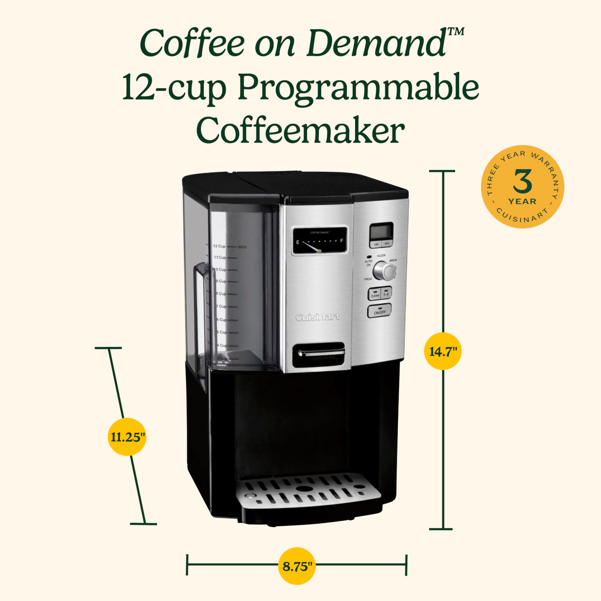 Cuisinart Coffee Maker, 12 Cup Programmable Drip, DCC-3000P1, Black Cuisinart