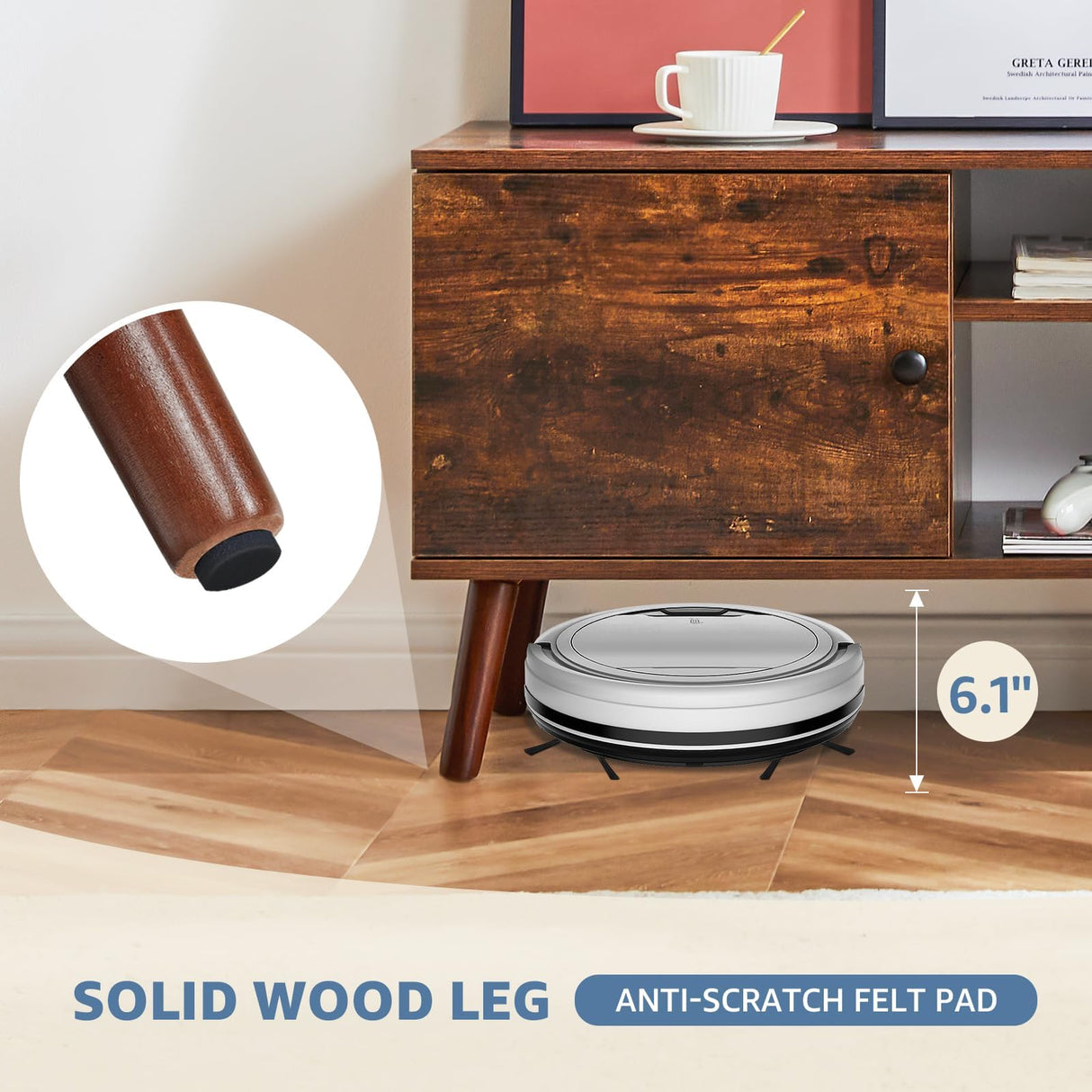 DUMOS TV Stand for 55 60 inch TV, Entertainment Center with Storage Cabinet, Mid Century Modern Media Console Table, Adjustable Hinge, Wooden Television Furniture for Living Room, Office DUMOS