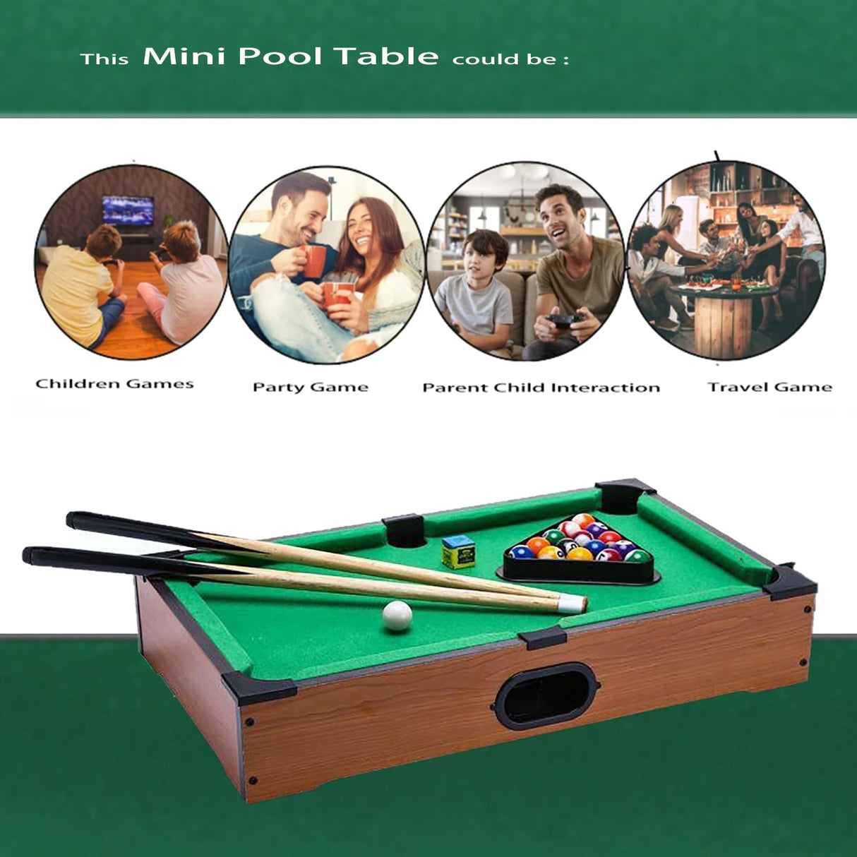 Hora de Lima Mini Pool Table for Kids Mini Billiards Table-Top Game Pool Table Toy for Cat Pool Tables Fun for Kids Birthday Children's Day Gift (14") Hora de Lima