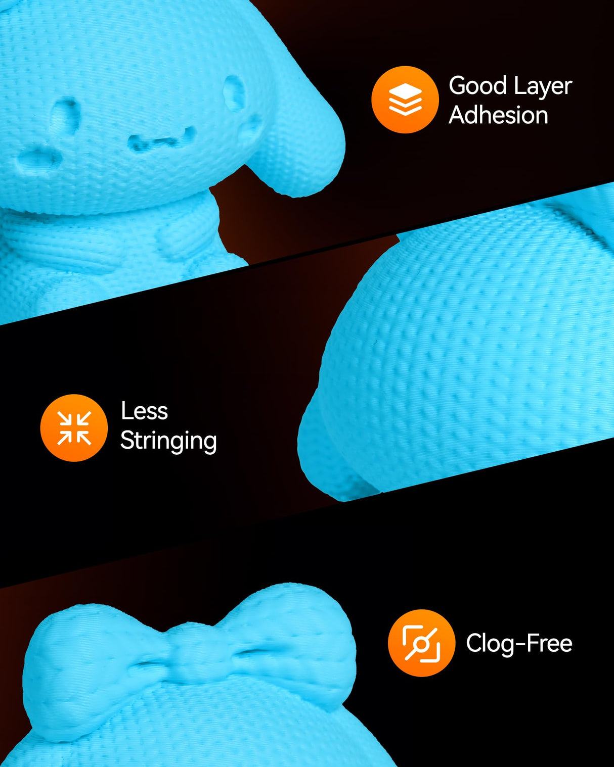 TECBEARS Rapid PETG Filament Bundle,High Speed 3D Printer Filament, High Toughness Matte PETG, Pack of 10, 10 Colors, Black+White+Gray+Red+Orange+Green+Blue+Pink+Yellow+SKU Blue TECBEARS