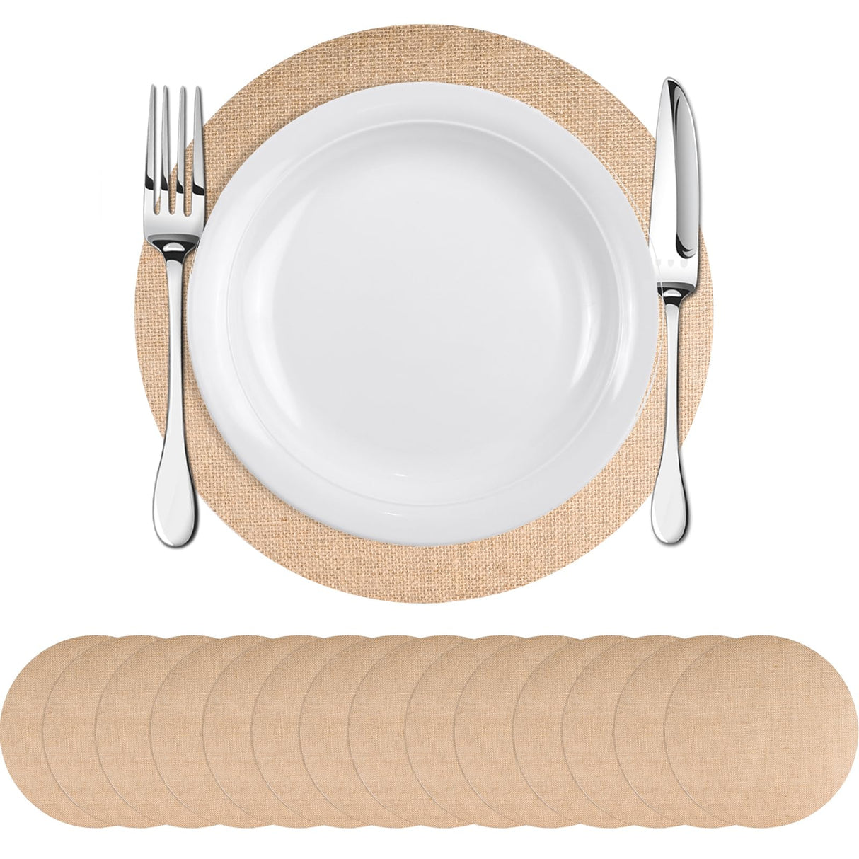 Round Burlap Placemats Set of 30 Boho Braided Table Mats Rustic Farmhouse Woven Placemat Brown Circle Heat Resistant Jute Placemats for Wedding Party Kitchen Dining Table Decor - 12 Inch MAKCNMYM