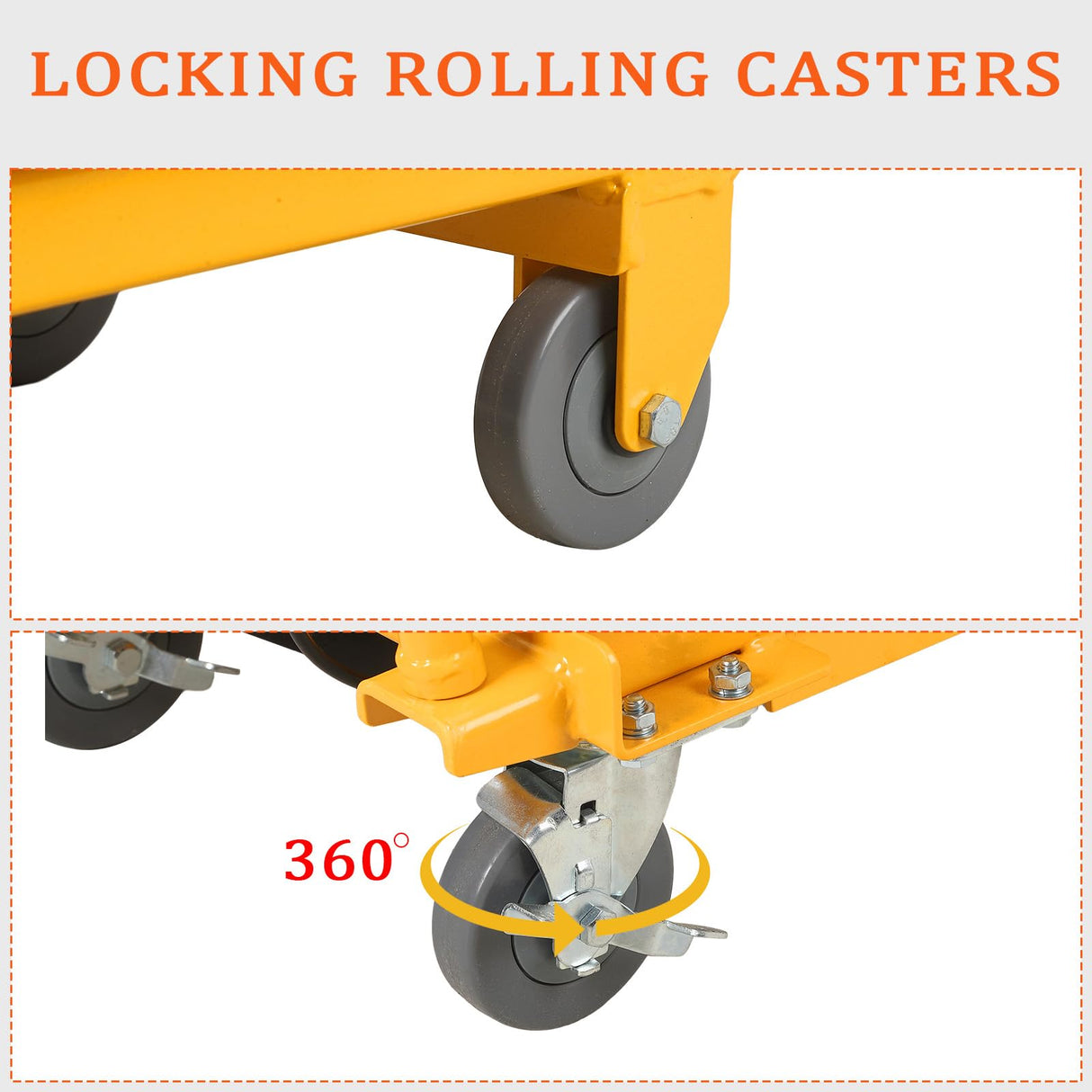 1100lbs Hydraulic Lift Table Cart, 34" Lifting Height, Manual Single Scissor Lift Table with 4 Wheels and Non-Slip Pad, Hydraulic Scissor Cart for Material Handling, Yellow EliteEdge