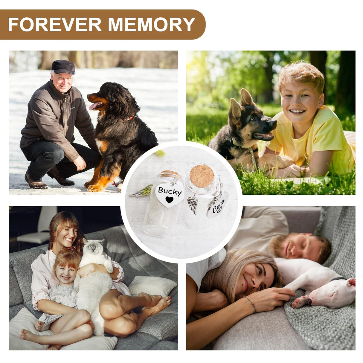 Signifyule Personalized Pet Memorial Bottle for Pet Hair,Keepsake for Dog Hair with Heart Shape Custom Pet Name Glass,Pet Fur Memorial Fur,Pet Loss Memory Signifyule