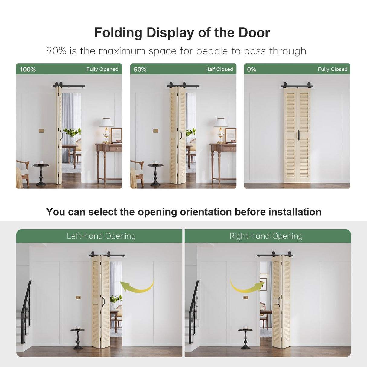 ROYMELO Preassembled Bifold Barn Door 30 x 84 Inch (Double 15 x 84 Inch), Louver Sliding Closet Wood Bi-Folding Barn Doors with 34 Inch Top Mount Hardware Track Kit, Save Space ROYMELO