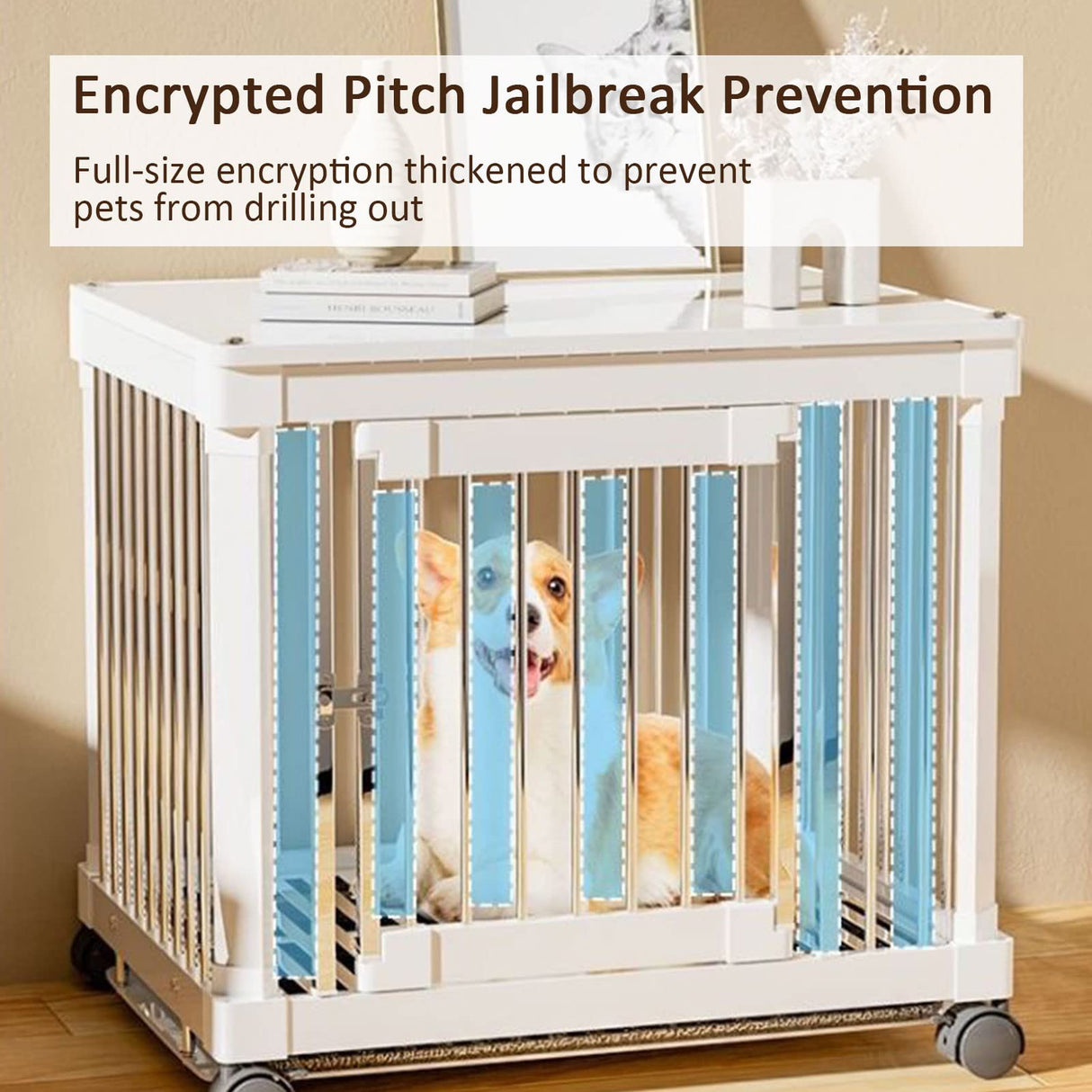 pet Crate Furniture for Small Dogs- Furniture Dog Crate Wooden Dog Crate Dog Crate Terminal Table - Coffee Table Dog Crate with Tray, Universal Wheels (M(24''L x 18''W x 23''H),Brown) Generic