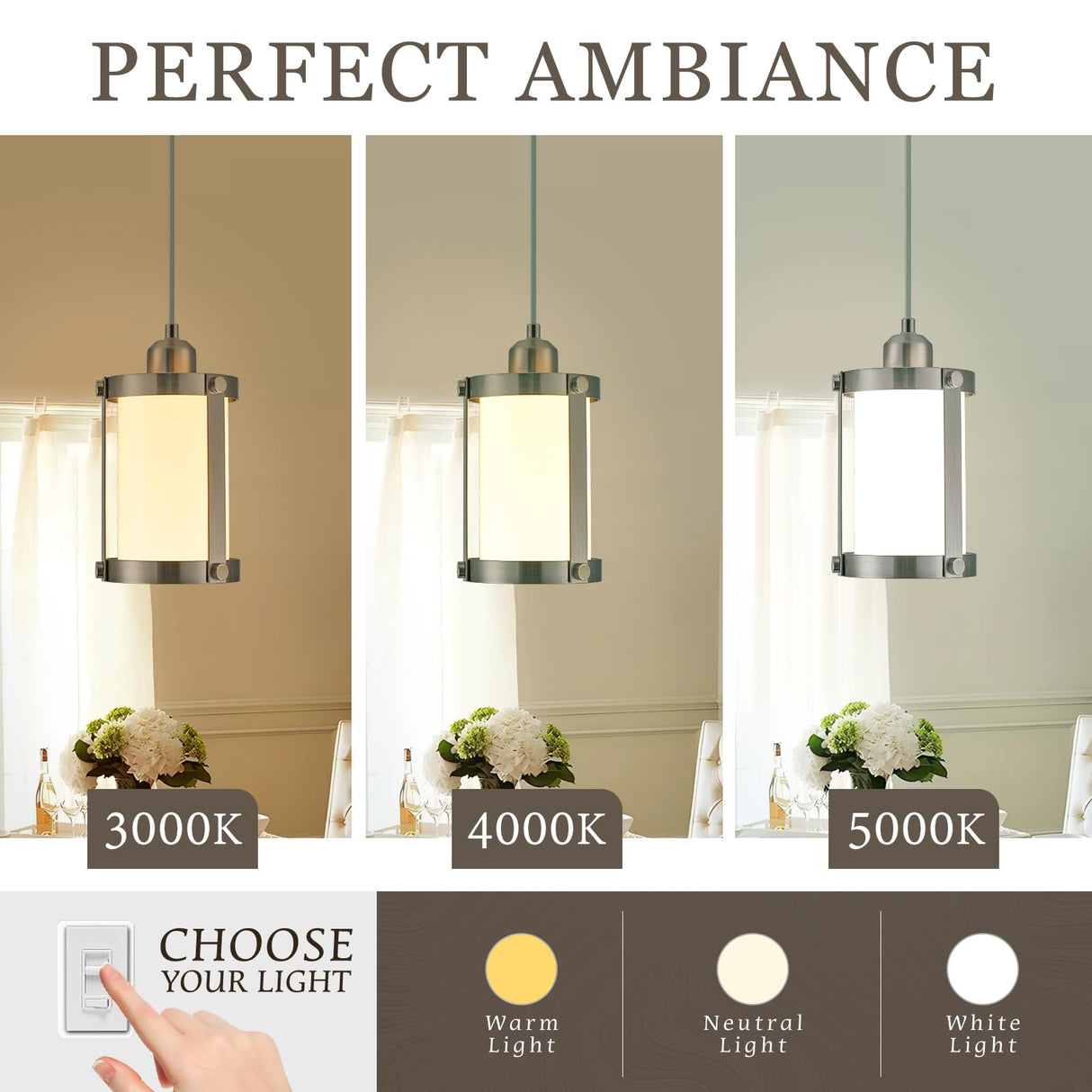 Osimir Brushed Nickel Pendant Lights Kitchen Island 3 Pack, Modern Kitchen Pendant Lighting Over Island with Milk Glass, Farmhouse Mini Hanging Light for Sink Dining Room, OS-3014-3PBN Osimir