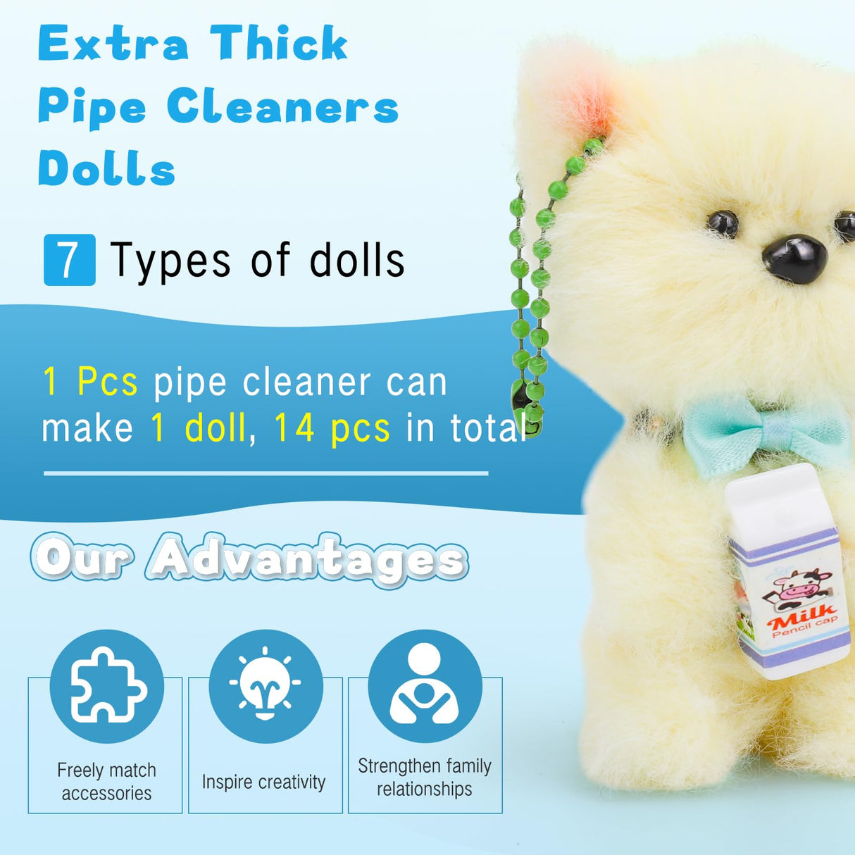 ZXIIXZ 104 Pcs Extra Thick Pipe Cleaners Craft, 14 Pcs 39.37 Inch Thick Pipe Cleaners, Cute Large Plush Pipe Cleaner Supplies Kit for DIY Arts Craft Decorations ZXIIXZ