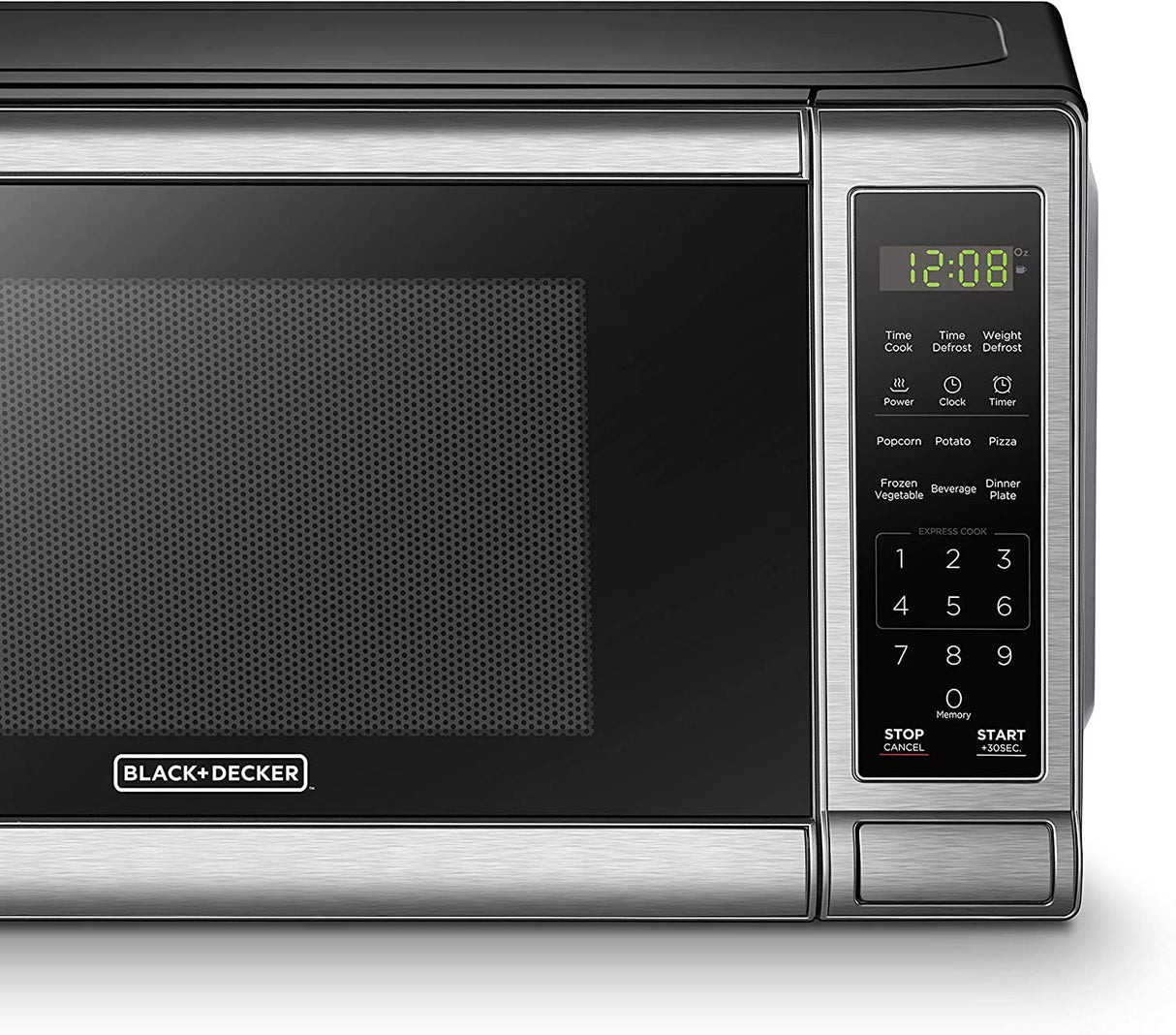 BLACK+DECKER EM720CB7 Digital Microwave Oven with Turntable Push-Button Door, Child Safety Lock, 700W, Stainless Steel, 0.7 Cu.ft BLACK+DECKER