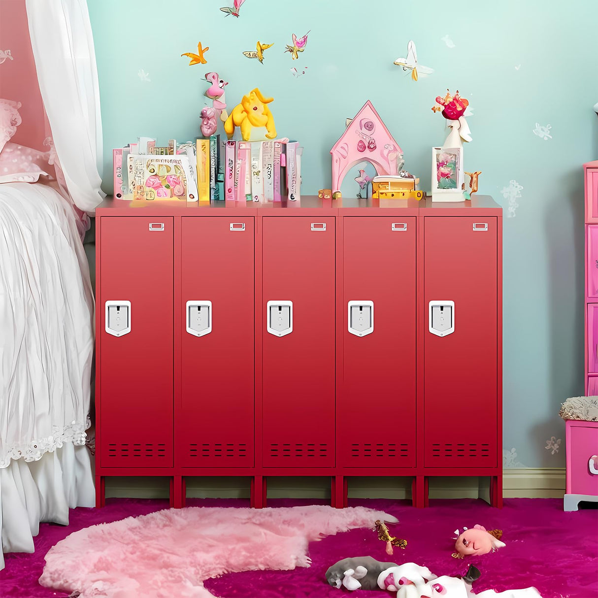 BUTISOW Metal Cabinet Home Office Storage, Lockable Steel Locker with Door, 54" Height, Multi-Purpose for Home, Office, Gym, School, Garage BUTISOW