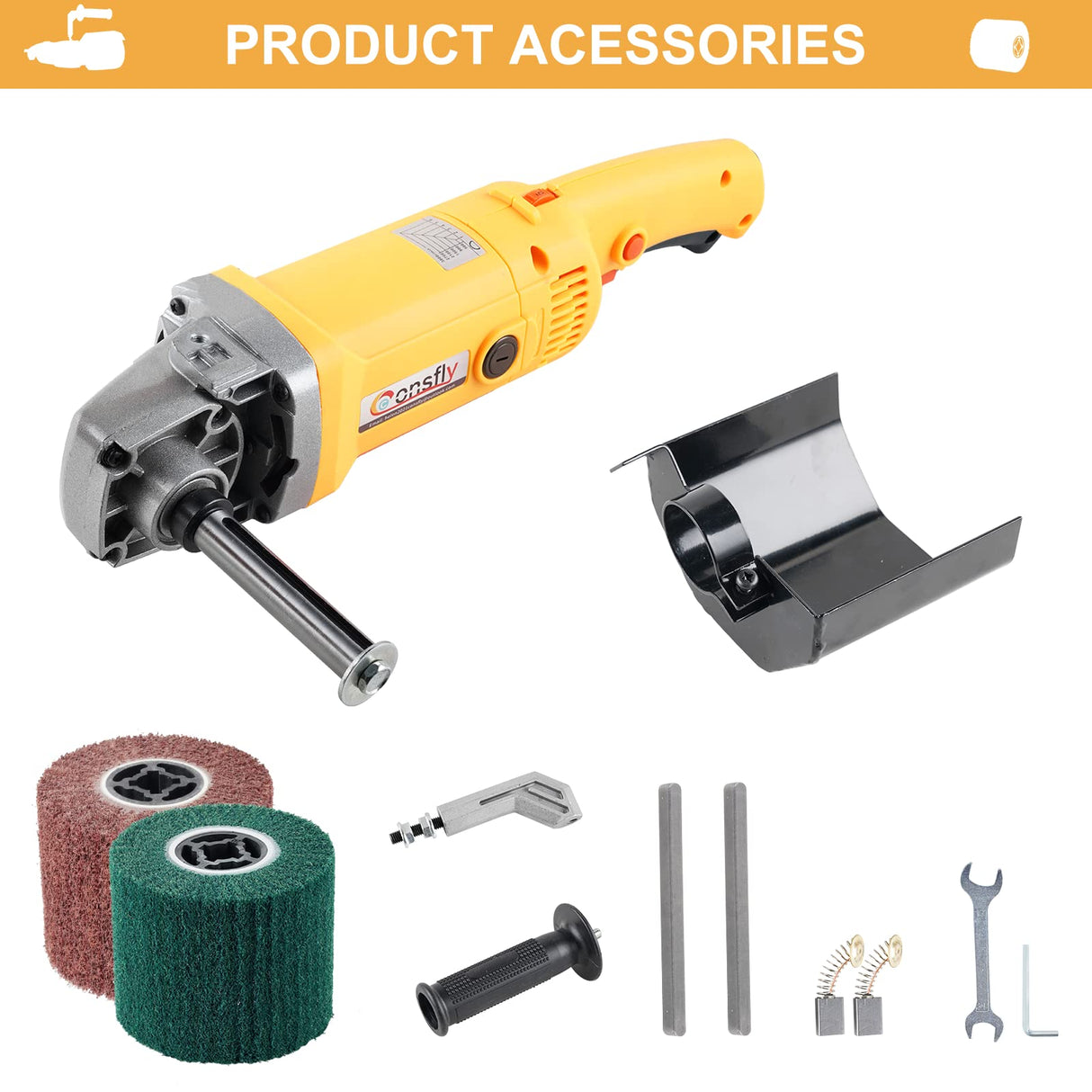 Burnishing Polishing Machine, 2200W Electric Wire Drawing Machine 110V Wheel Polisher Sander with 2 Wheels #80#180#, for Metal Stainless Steel Wood Polishing Consfly