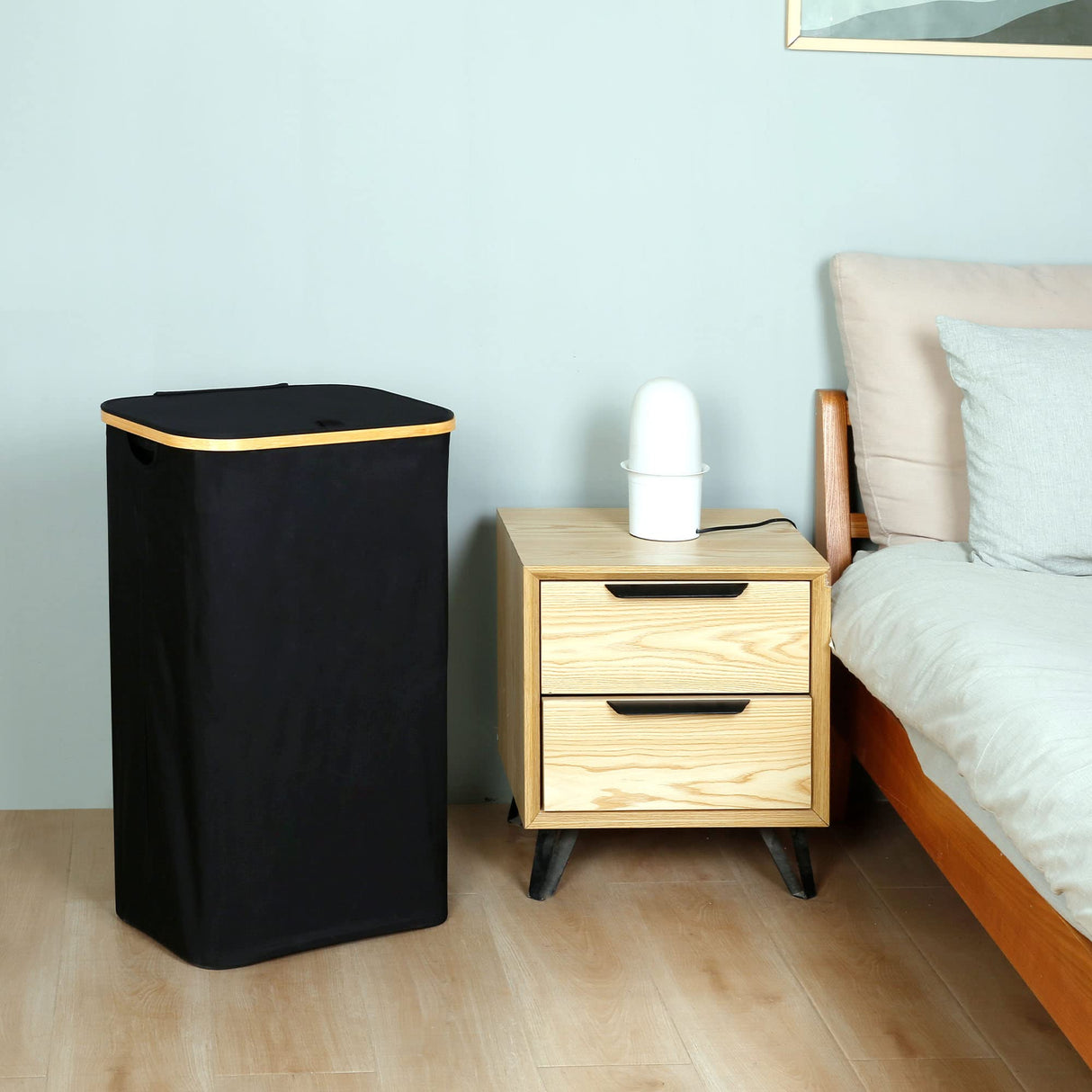 iEGrow Laundry Hamper with Lid, 110L Large Laundry Hamper with Handle and Lid, Collapsible Clothes Basket Organizer with Removable Inner Bag for Clothes Toys Towels - Black iEGrow