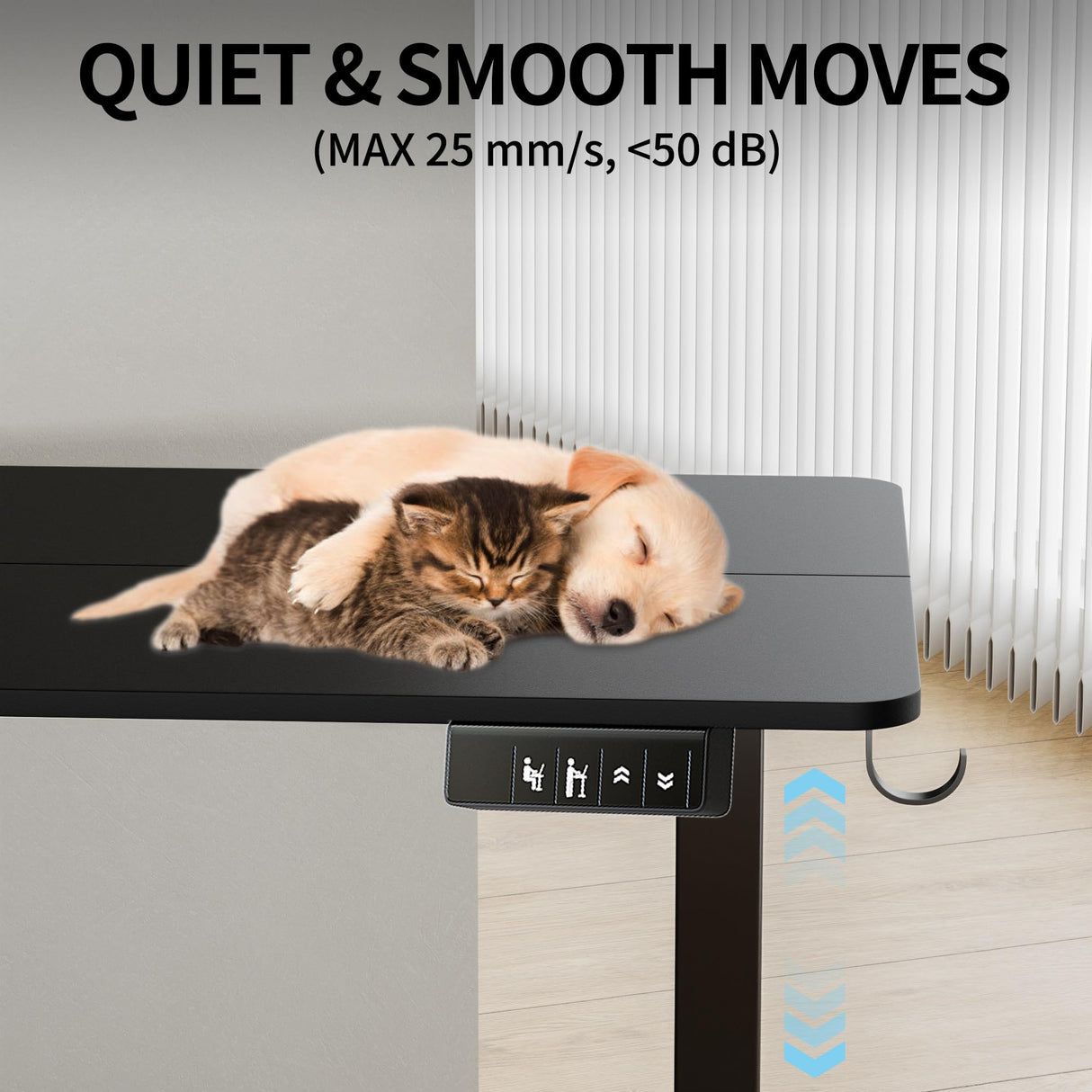 TIQLAB Standing Desk, 47 x 24 inch, Electric Height Adjustable, Black Frame/Black Top, 20001 TIQLAB