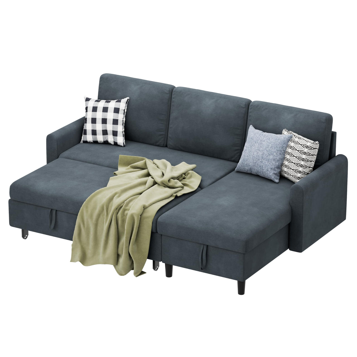 Shintenchi Sofa Couch, Sofa Bed- 2 in 1 Pull Out Couch Bed with Storage Chaise for Living Room, Sectional Sofa Couch ,Grey Shintenchi