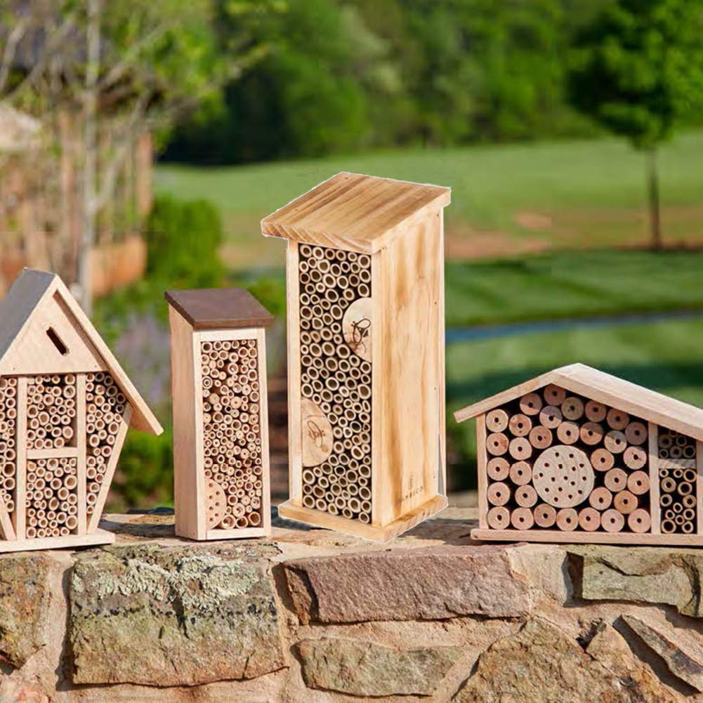 Bird House Bee Hive Wooden Insects House Hanging Bamboo Insect Hotels for Outdoor Garden Decorative Topadorn