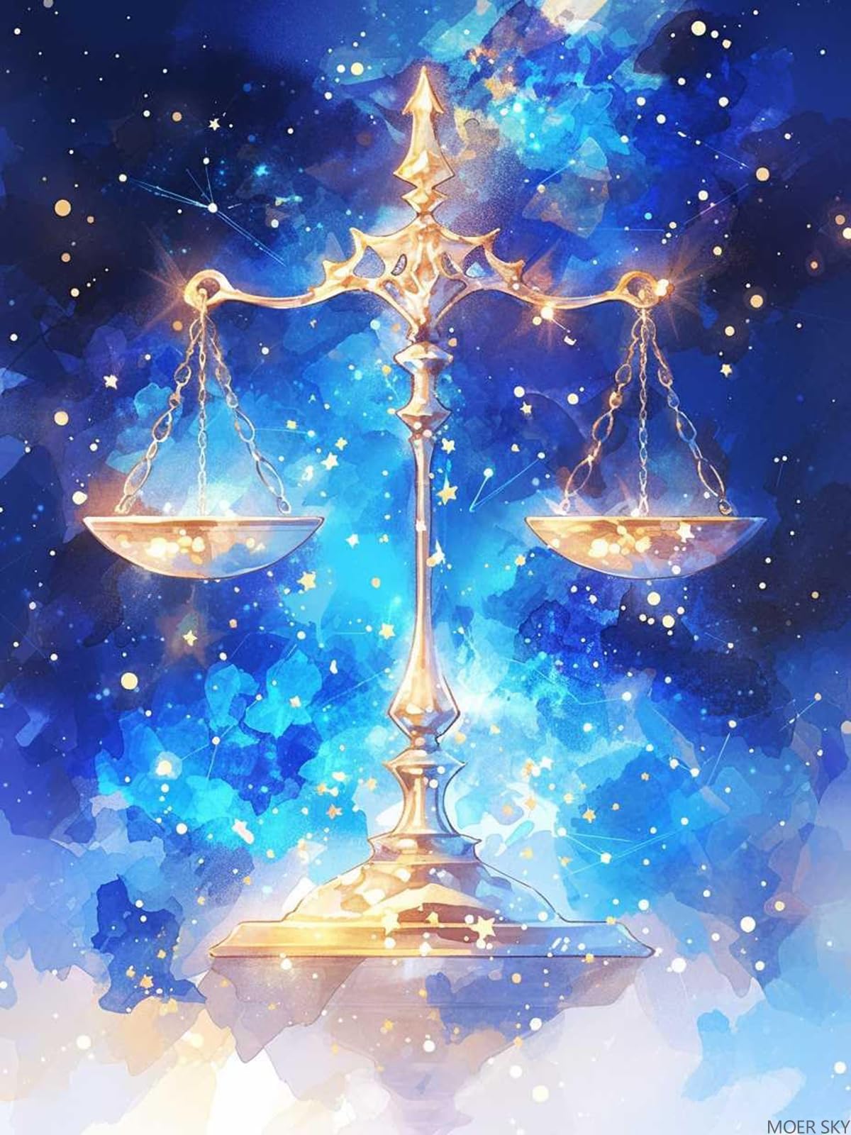 MOER SKY Libra Constellation Diamond Painting Kits for Adults, DIY 5D Constellations Diamond Art Full Drill for Adult, Round Diamond Kits for Home Wall Decor 12x16 Inch MOER SKY