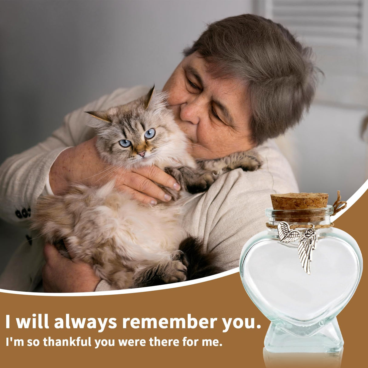 COSOWO Memorial Bottle for Pet Hair, Dogs & Cats Fur Memorial Glass Keepsake with 2 Silver Accessories, Pet Memorial Urn, Heart Shape COSOWO