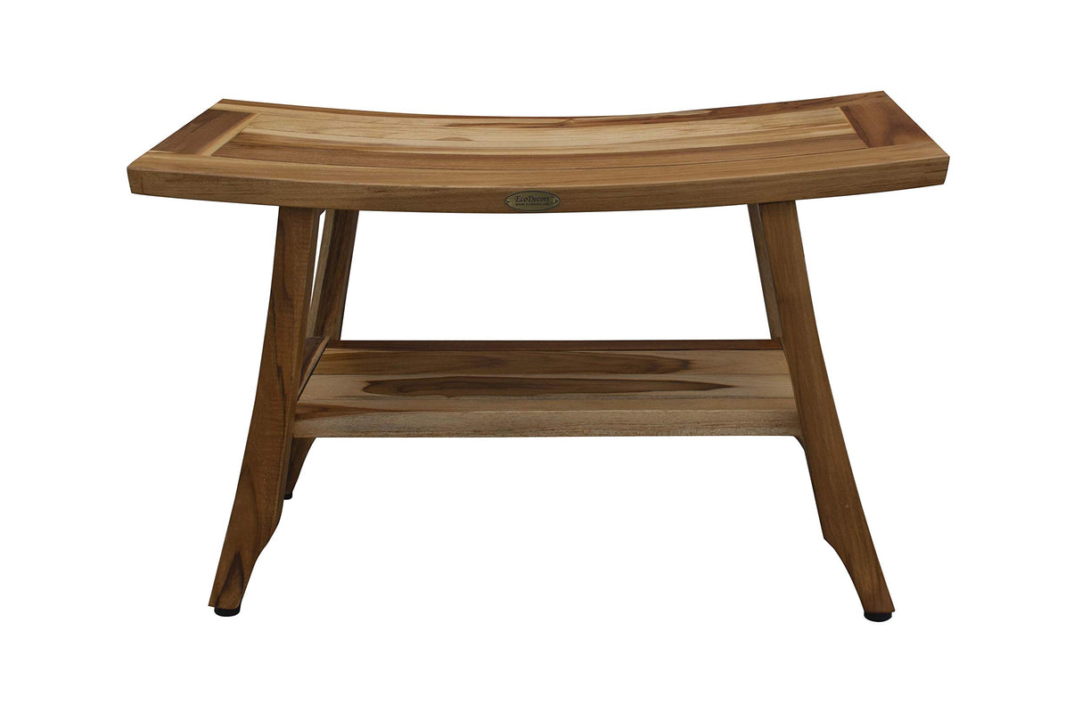 EcoDecors, 28 inch, Brown, Teak Shower Bench, Teak Bench Shower, Teak Shower Bench for Inside Shower, Teak Wood Shower Bench EcoDecors