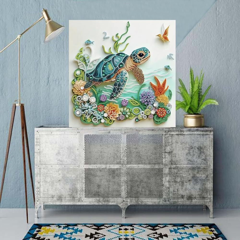 ZQEATRY Sea Turtle Animal Special Shape Diamond Art Kits for Adults,5D Diamond Painting Kits for Beginner,DIY Diamond Crystal Rhinestones Painting Kits for Home Wall Decor Gift 11.8 X 11.8inch ZQEATRY