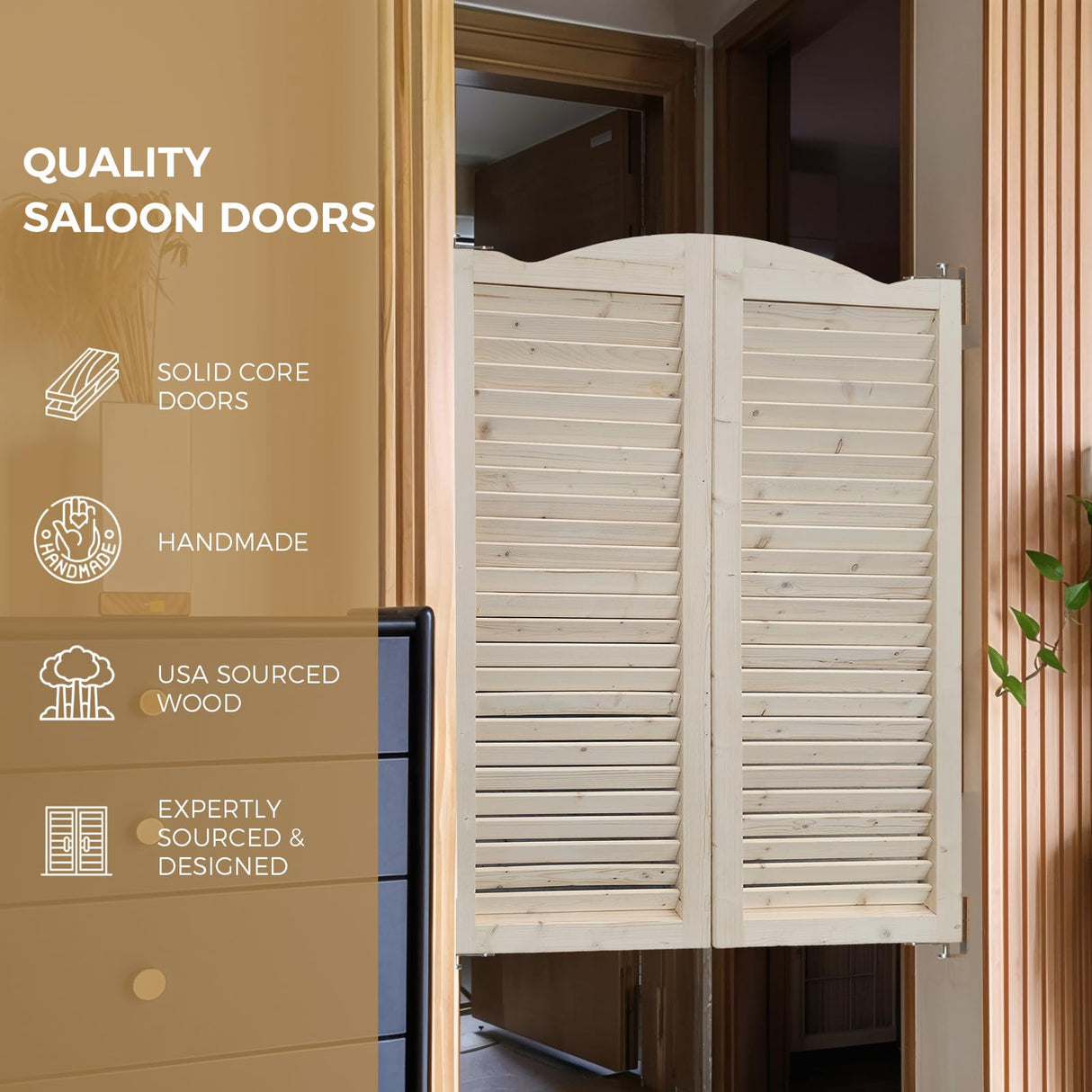 S&Z TOPHAND® 36in x 42in Swinging Louvered Cafe Doors,Solid Wood, Room Divider, Home, Kitchen, Bar S&Z TOPHAND