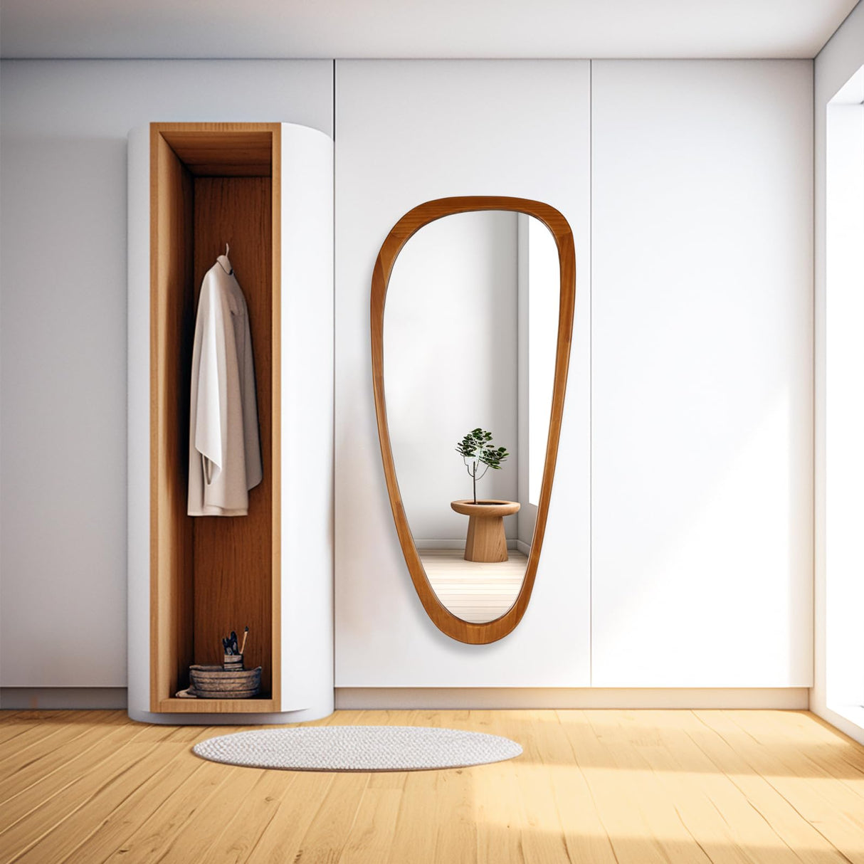 WallBeyond Asymmetrical Mirror, Irregular Mirror Full Length, Boho Wall Mirrors Decorative for Bedroom Living Room Entryway Hall, Mid Century Modern Decor 48" H x 22" W WallBeyond