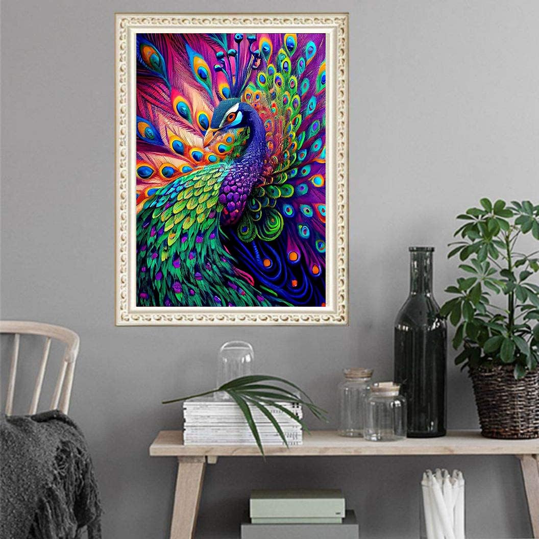 KEUASDV Diamond Painting Kits for Adults, Peacock 5D DIY Diamond Art Kits Full Drill Diamond Dots for Gift Wall Decor and Relaxation Gem Arts 12x16 inch KEUASDV