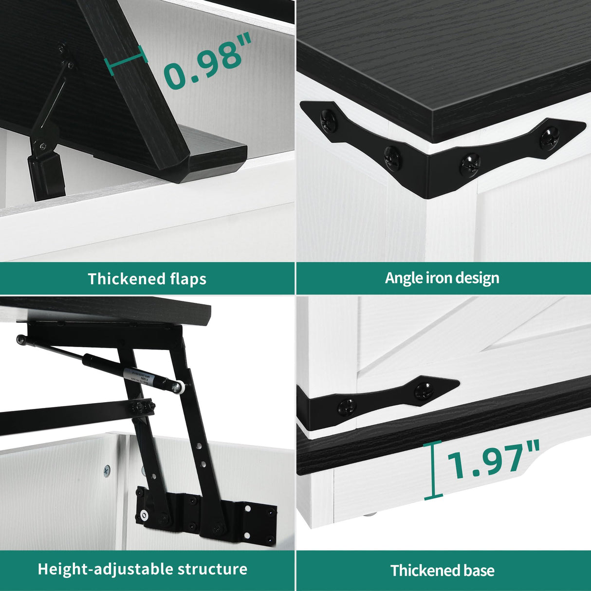 YITAHOME Farmhouse Lift Top Coffee Table, Square Wood Center Table with Large Hidden Storage Compartment for Living Room, Rustic Cocktail Table with Lift Top for Home Office, White and Black YITAHOME