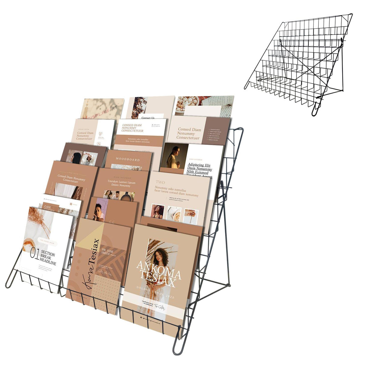 NEESEEYEE 6 Tier Wire Magazine Rack - Comic Book Rack Wide Wire Tabletop Display Rack for Exhibitions Office Table Top Book Brochure Literature Comic Greeting Card Shelf Holder Stand NEESEEYEE