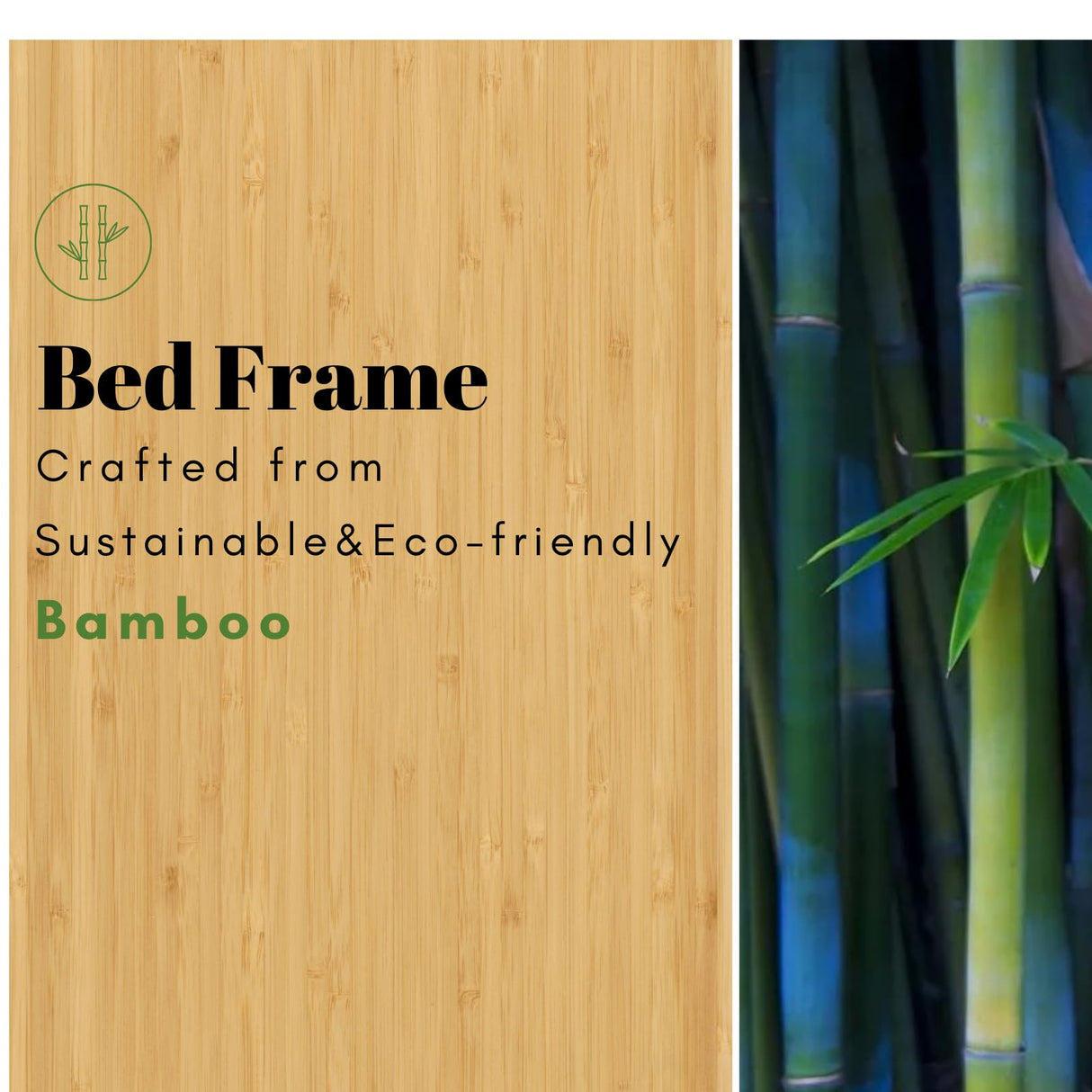 LAKKURI 12 Inch High Bamboo Wood King Size Bed Frame Platform, Steel Slat Support King Bed Frame, Sturdy, No Box Spring Needed, Easy Assembly, Noise Free LAKKURI