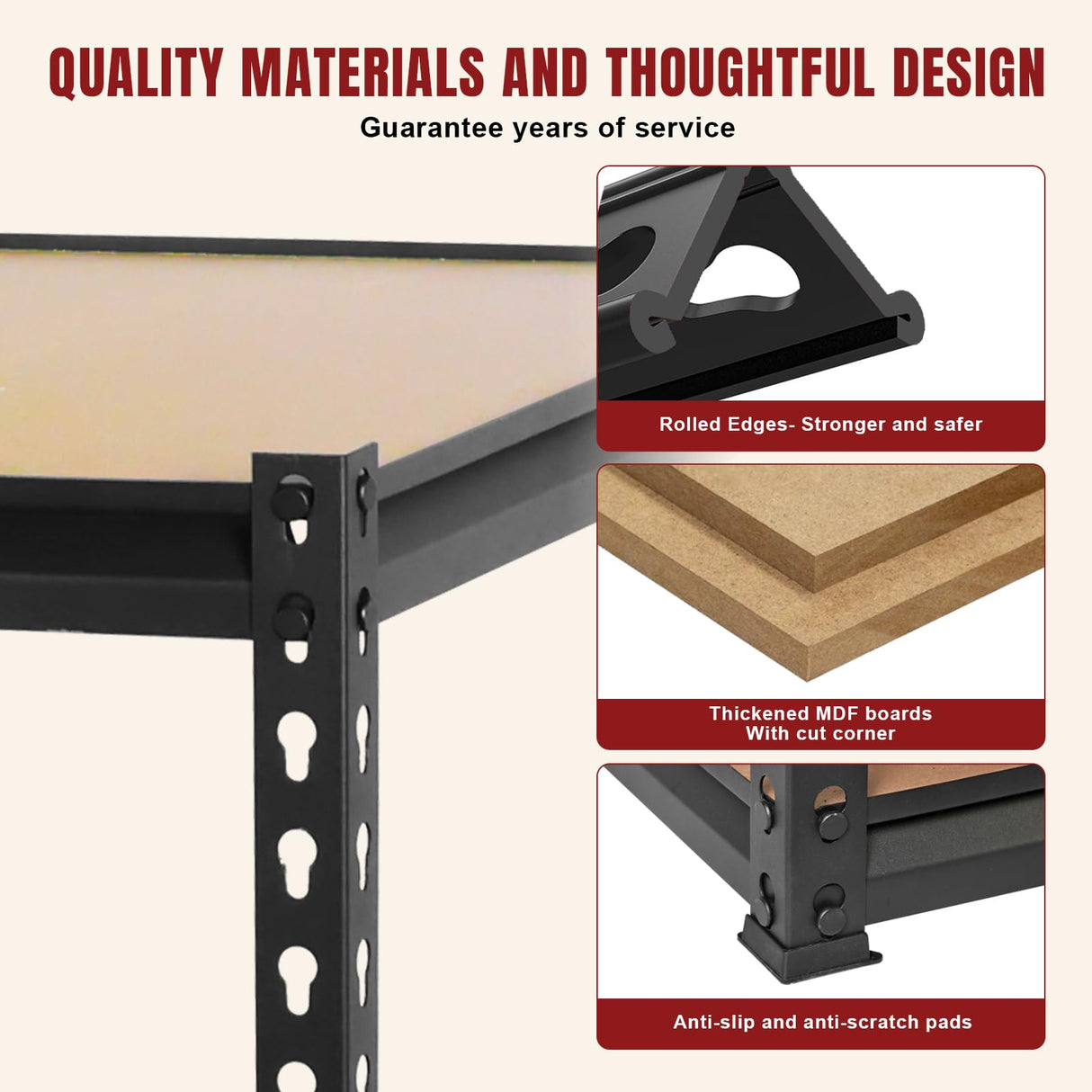 5 Tier Heavy Duty Garage Storage Shelving: Adjustable Metal Utility Shelving Rack for Basement, Pantry, Closet, Garage Storage Organization - 2,000lb Capacity (59"x28"x12") BIG RED