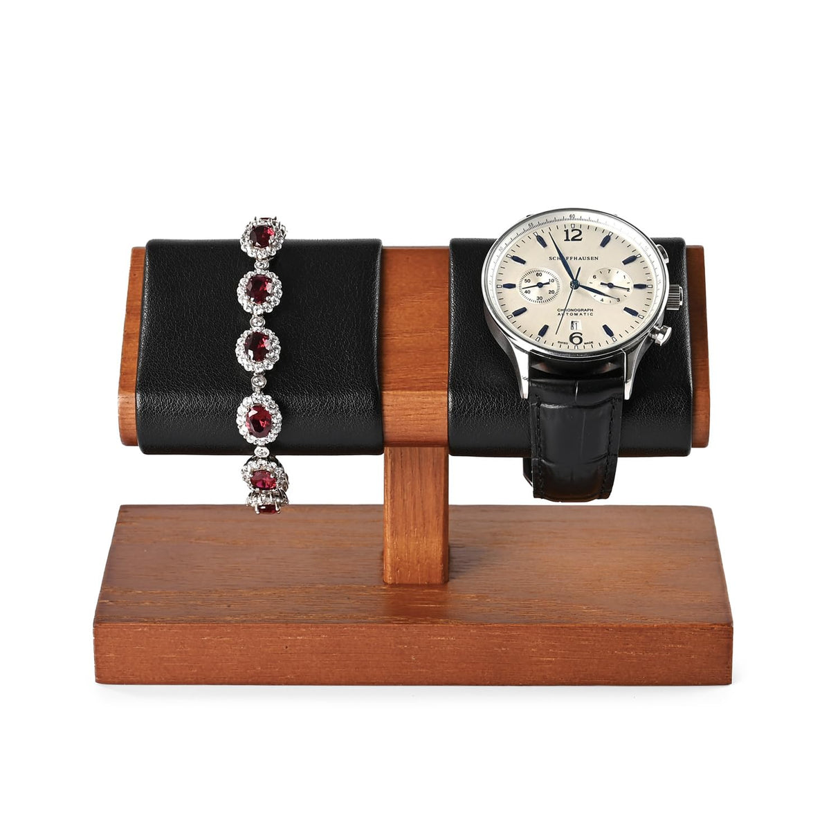 Oirlv Solid Wood Double Watch Display Stand Watch Bracelet Organizer(Black) Oirlv